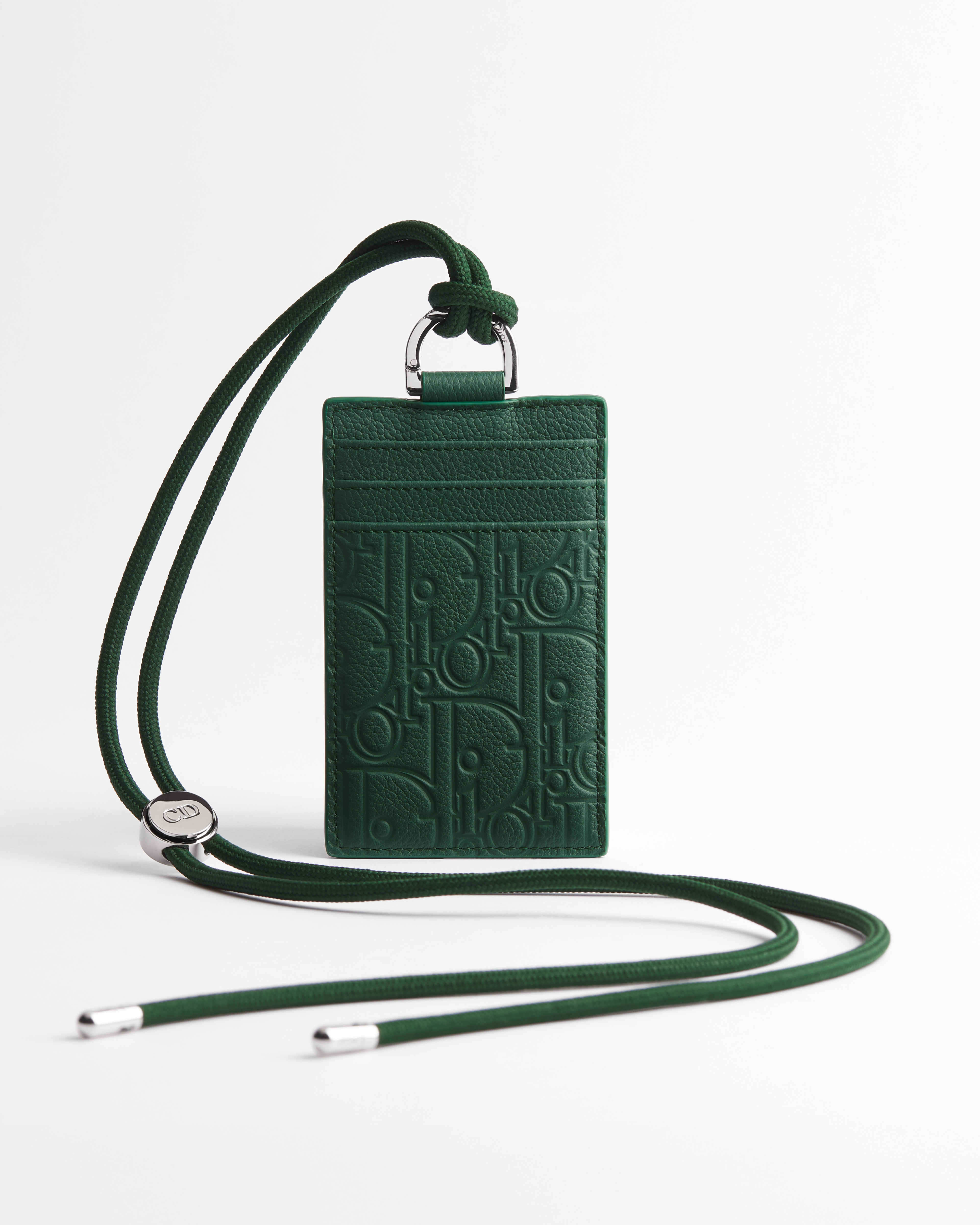 حاملة بطاقات جلد بنمط ديور غرافيتي باللون الأخضر العميق E01