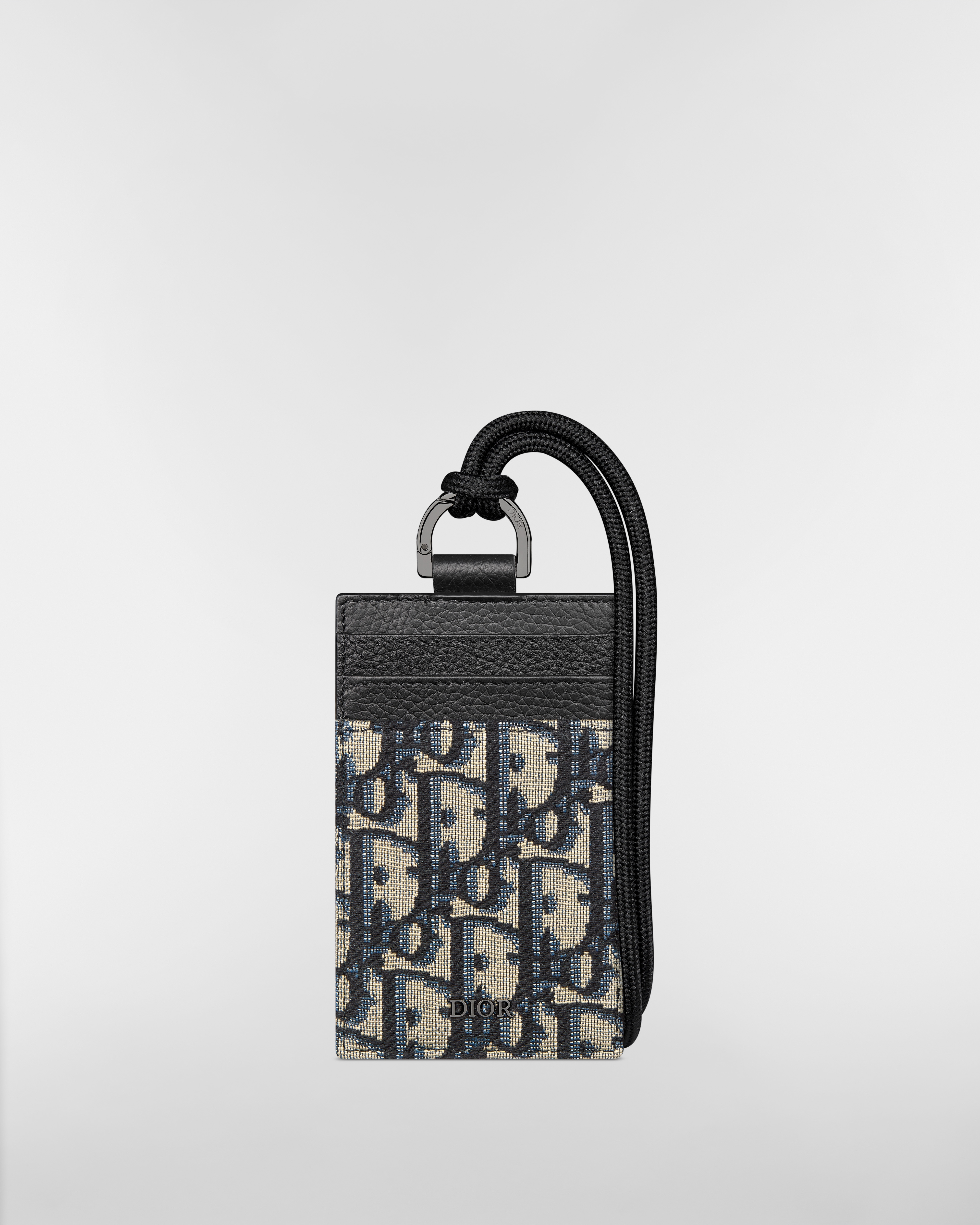 直式卡夾 米色和黑色 Dior Oblique 緹花 E01