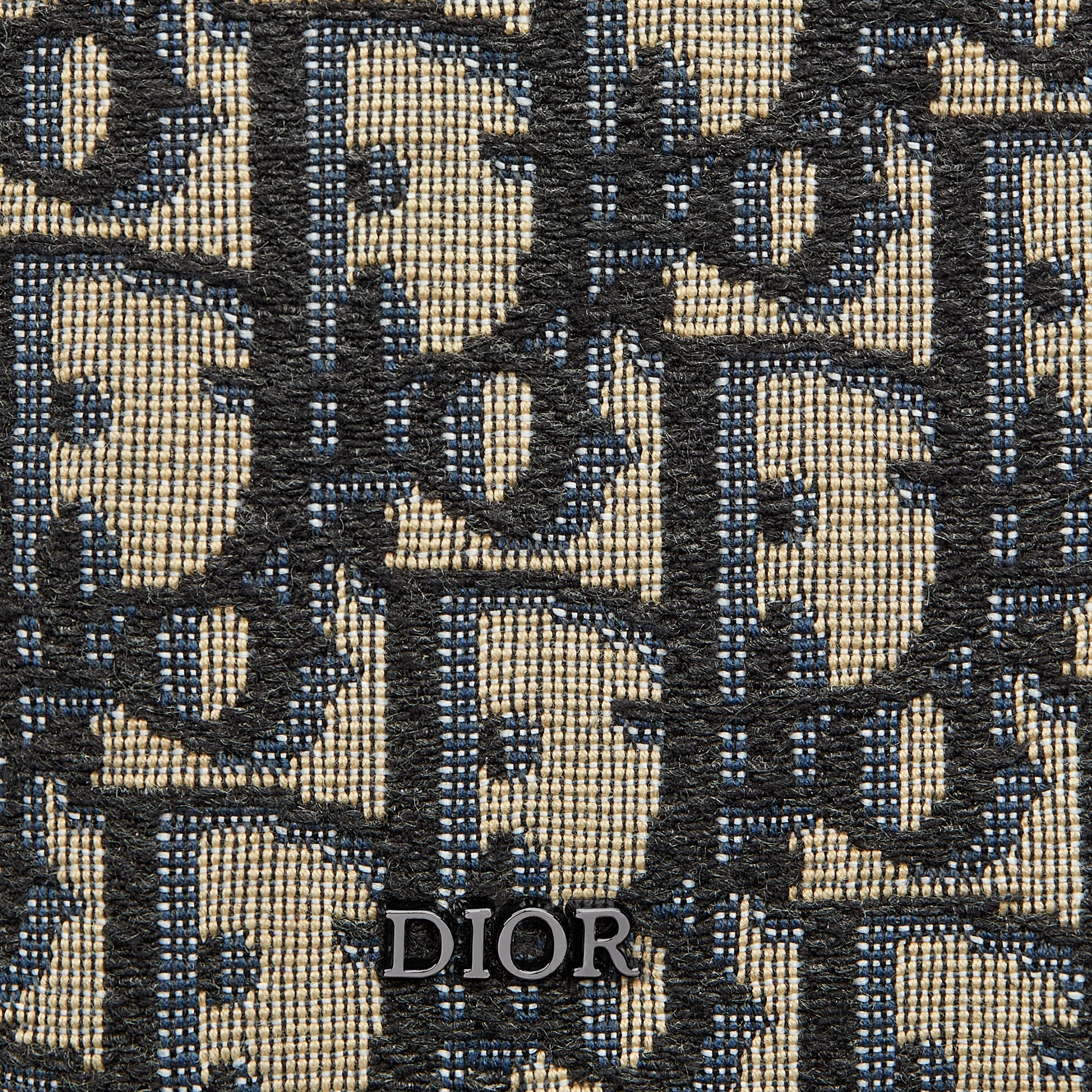 2단 카드 지갑 베이지 & 블랙 Dior Oblique 자카드 E09