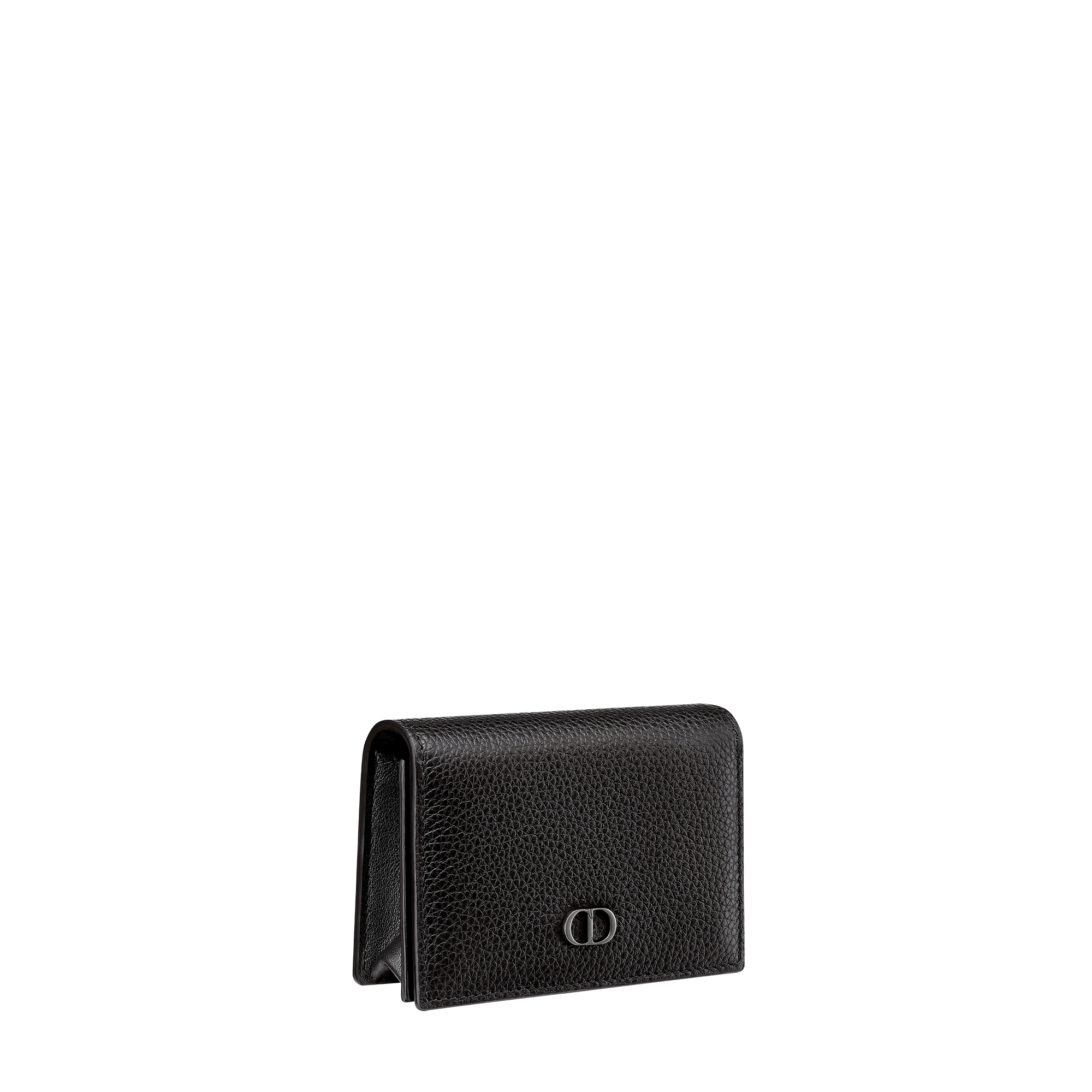 CD Icon Business Card Holder Black Grained Calfskin E03