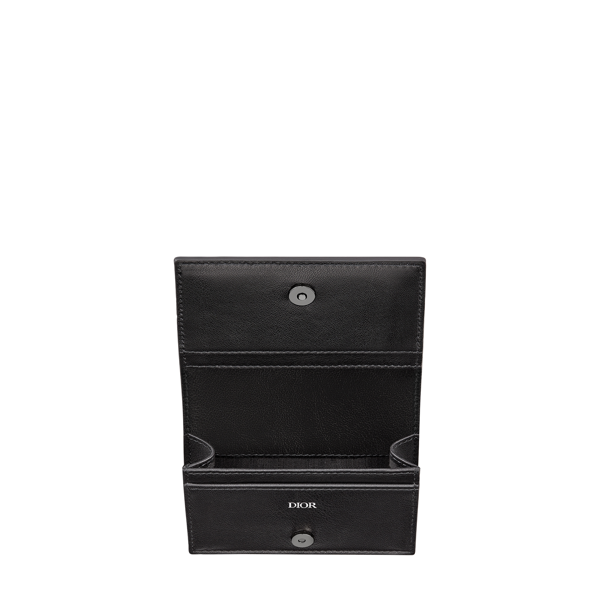 CD Icon Business Card Holder Black Grained Calfskin E06