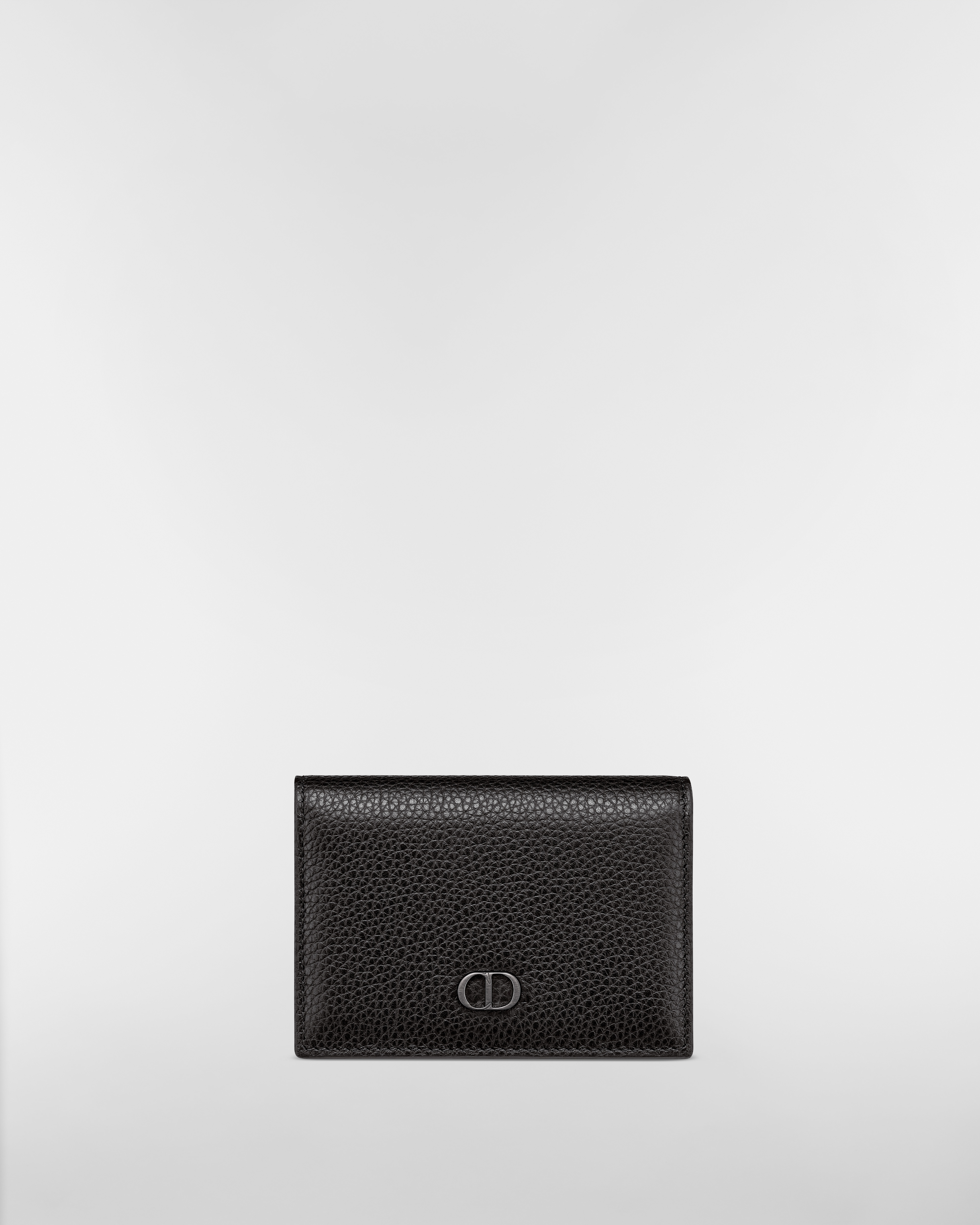 CD Icon Business Card Holder Black Grained Calfskin E01