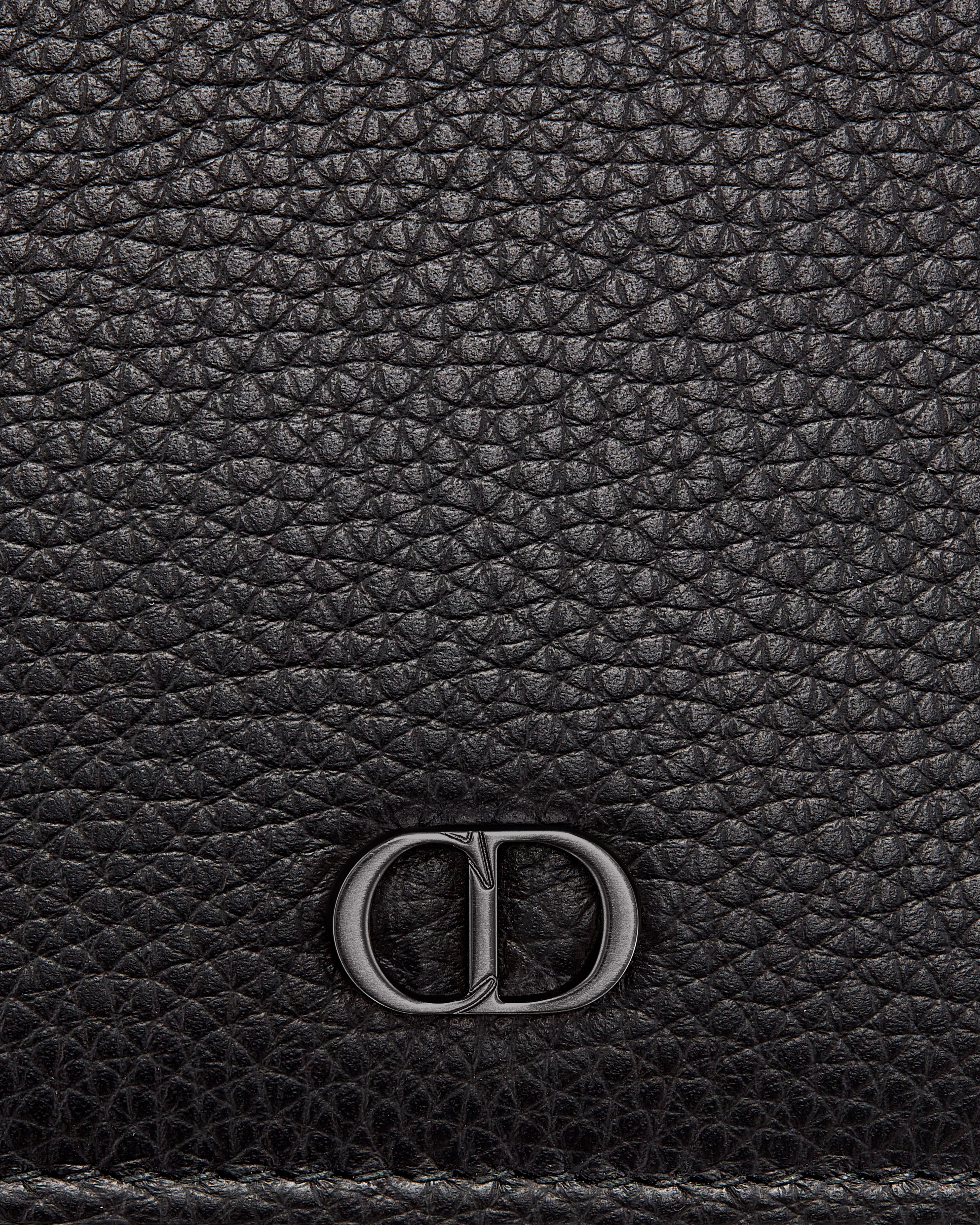 CD Icon Business Card Holder Black Grained Calfskin E09