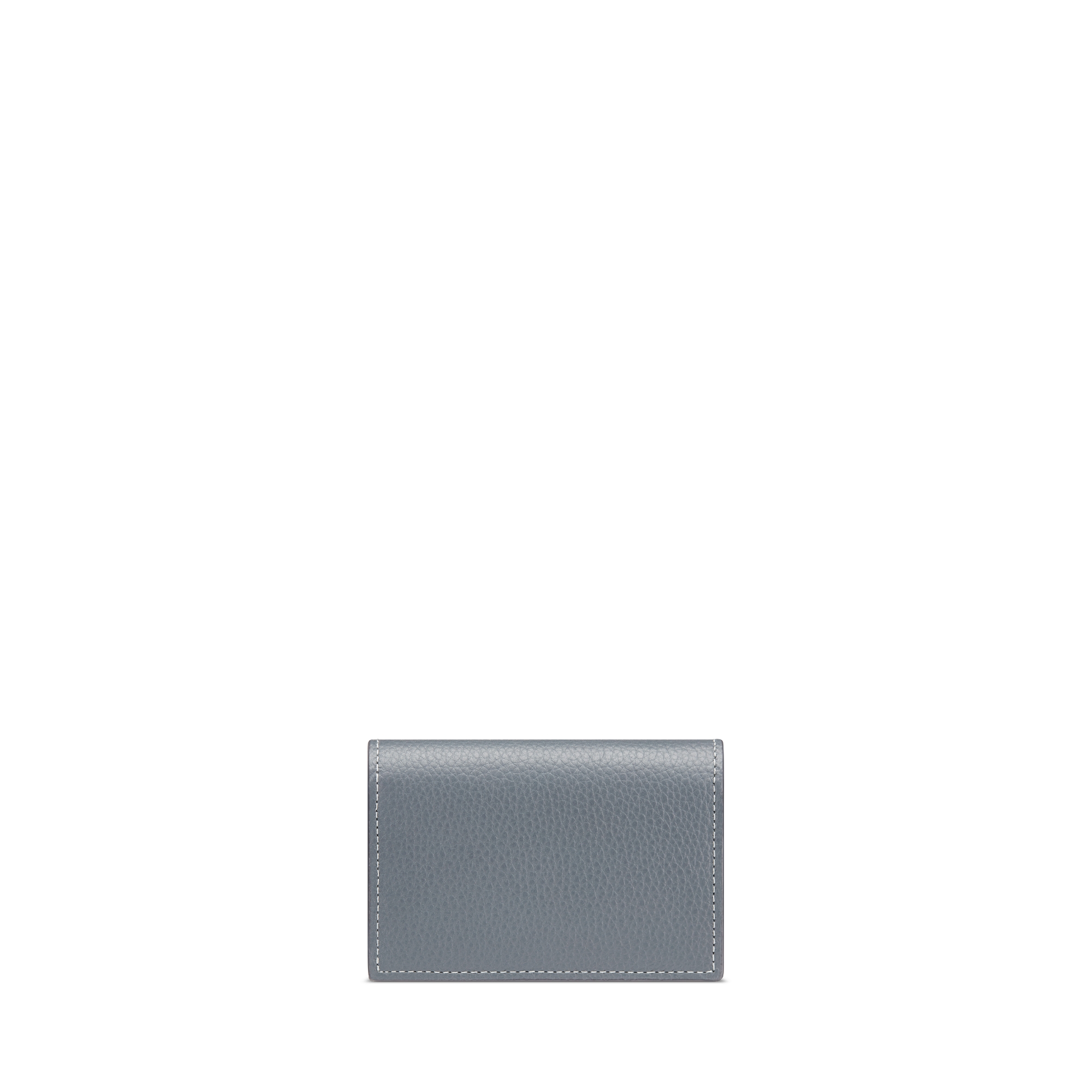 CD Icon Business Card Holder Deep Gray Grained Calfskin E08