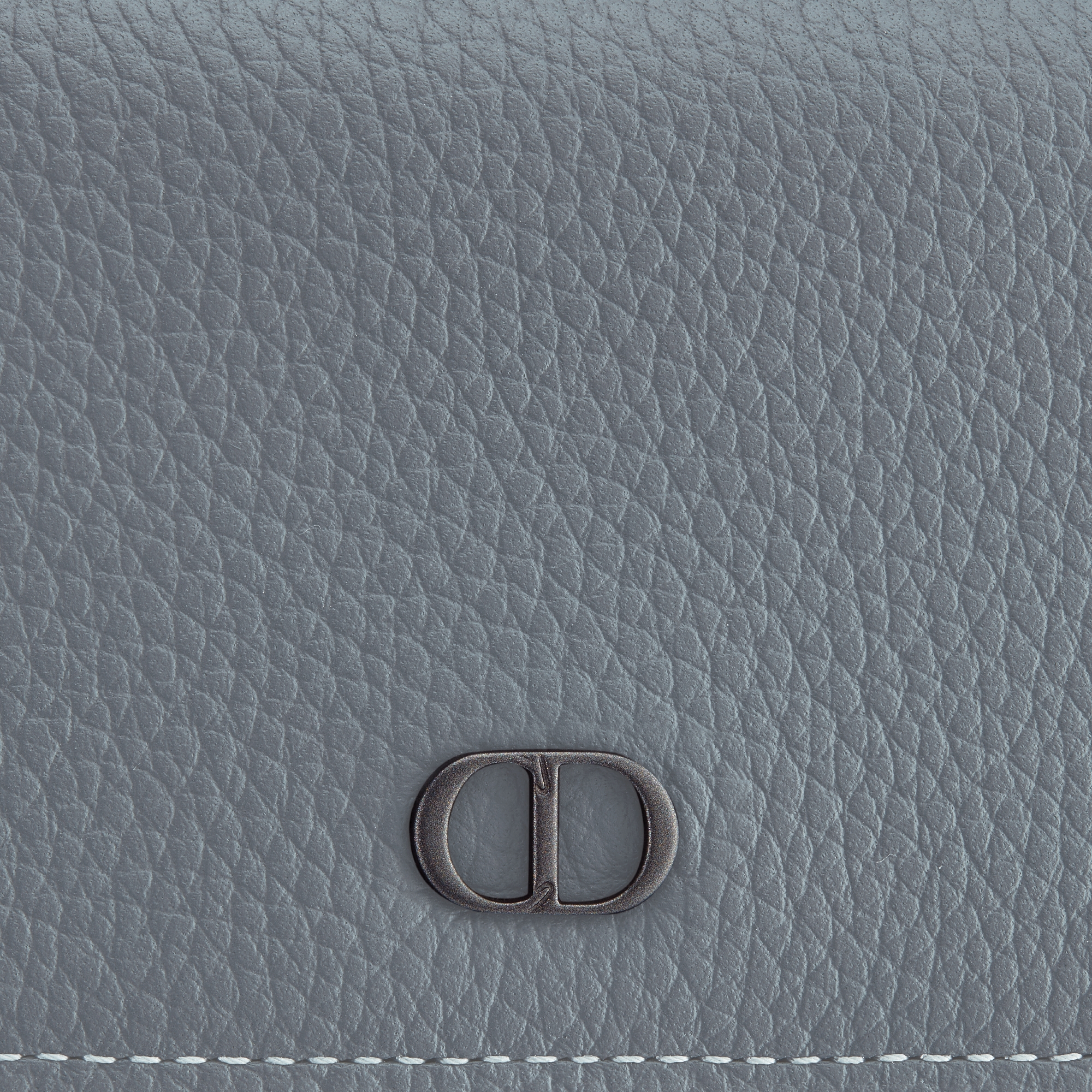 CD Icon Business Card Holder Deep Gray Grained Calfskin E09
