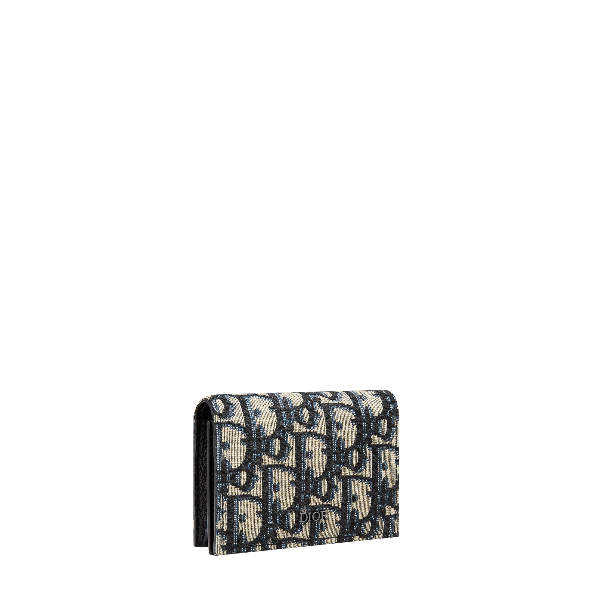 Business Card Holder Beige and Black Dior Oblique Jacquard E03
