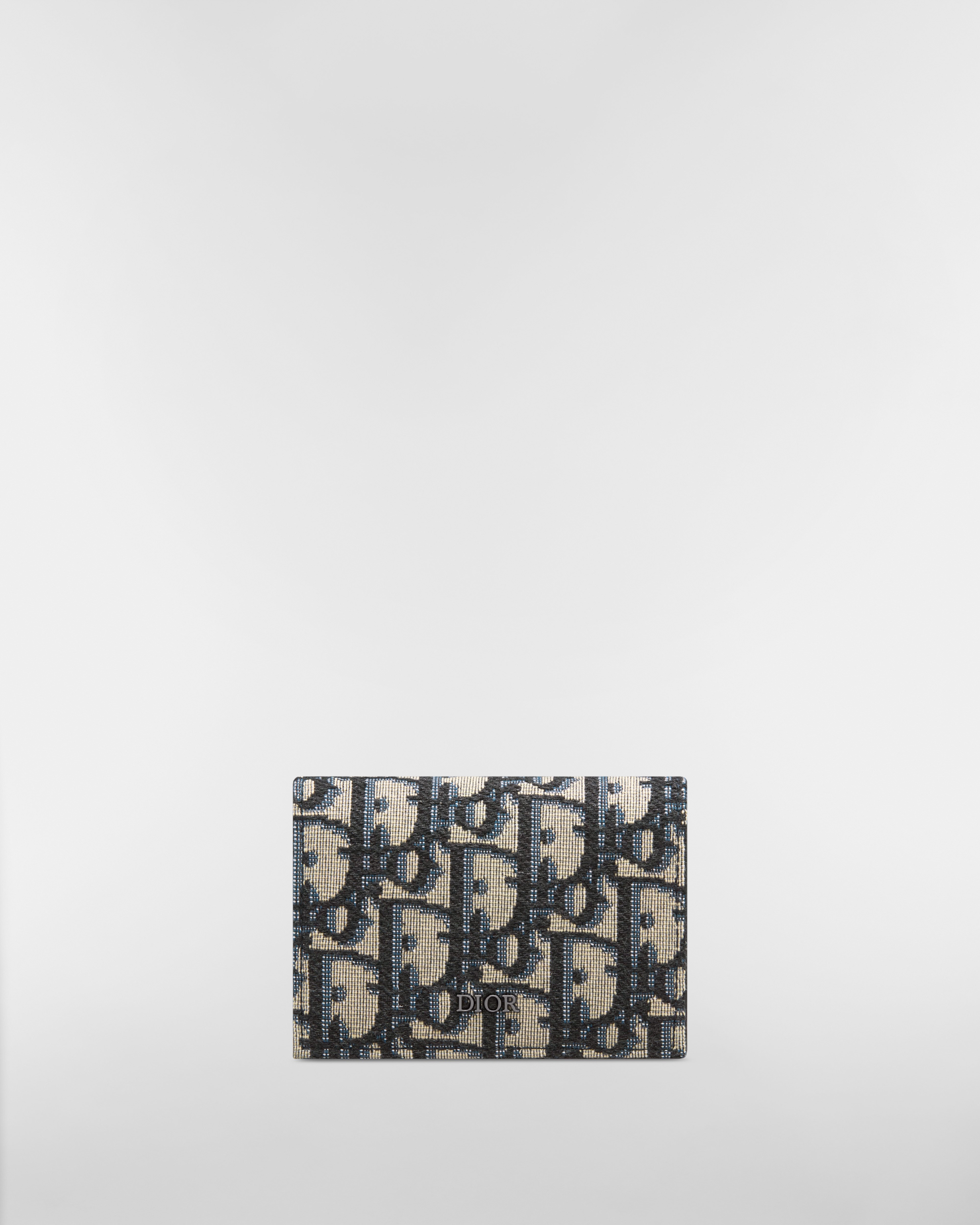 กระเป๋าใส่นามบัตร ผ้าแจ็กการ์ดลาย Dior Oblique สีเบจและสีดำ E01