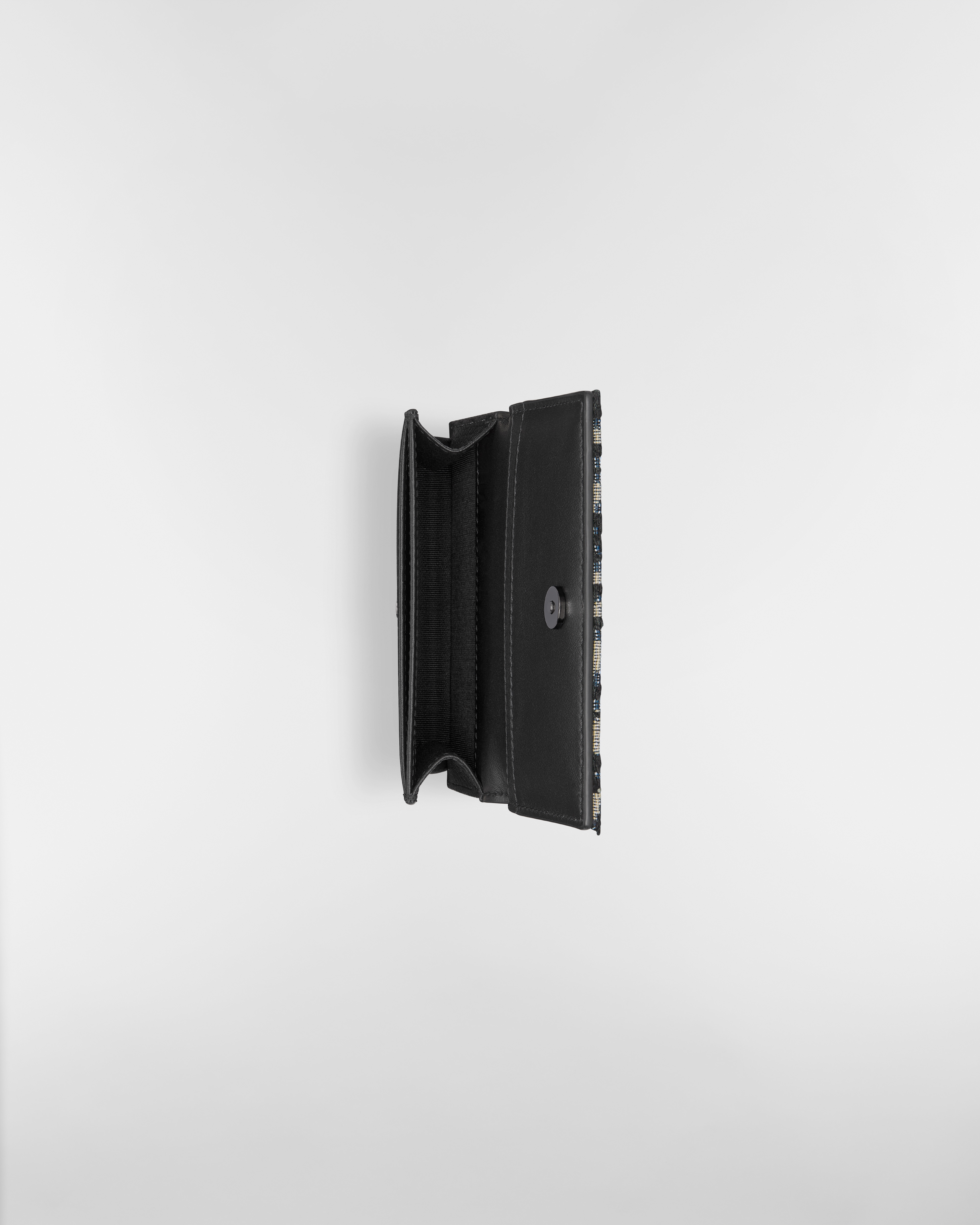 กระเป๋าใส่นามบัตร ผ้าแจ็กการ์ดลาย Dior Oblique สีเบจและสีดำ E06