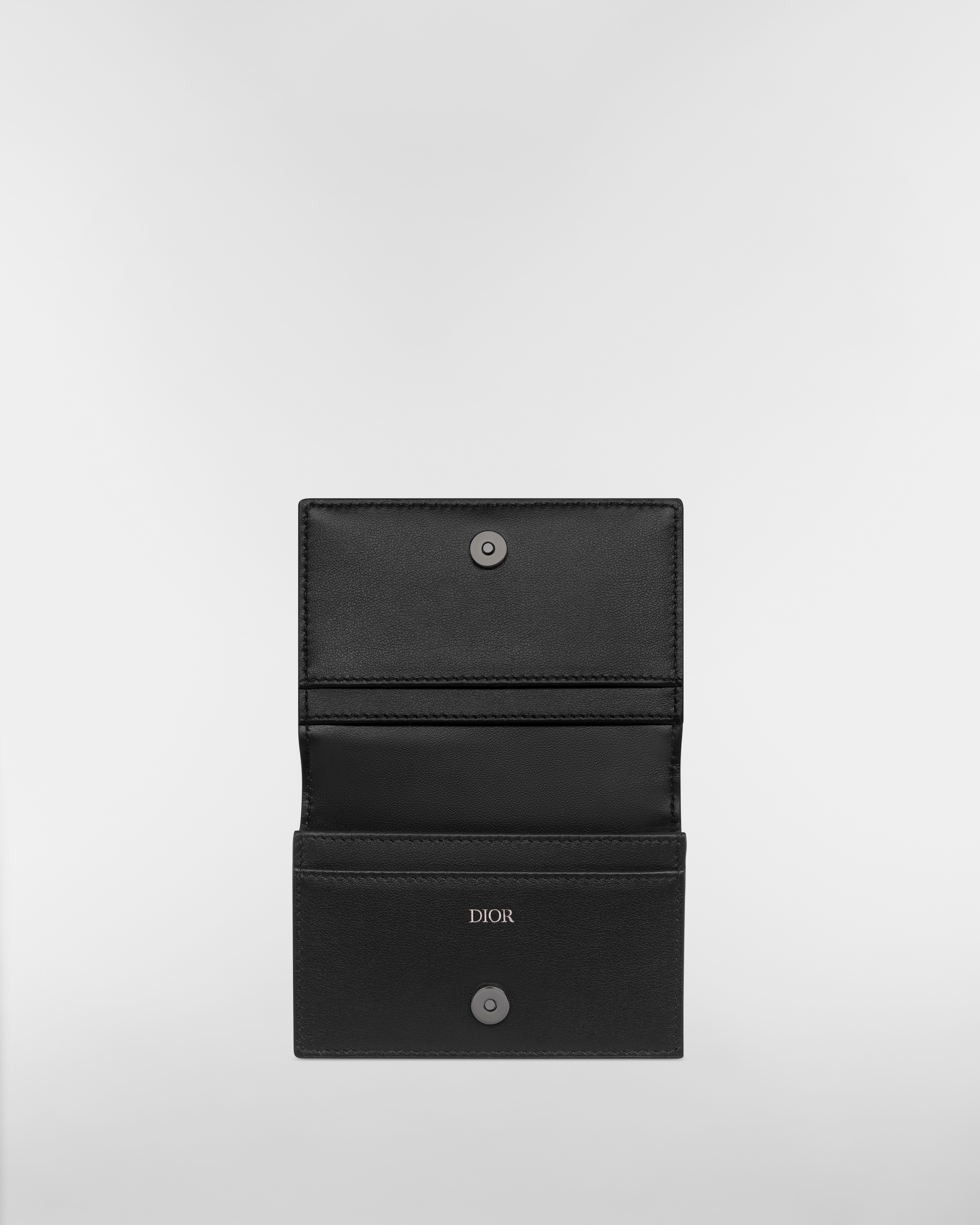 กระเป๋าใส่นามบัตร ผ้าแจ็กการ์ดลาย Dior Oblique สีเบจและสีดำ E07