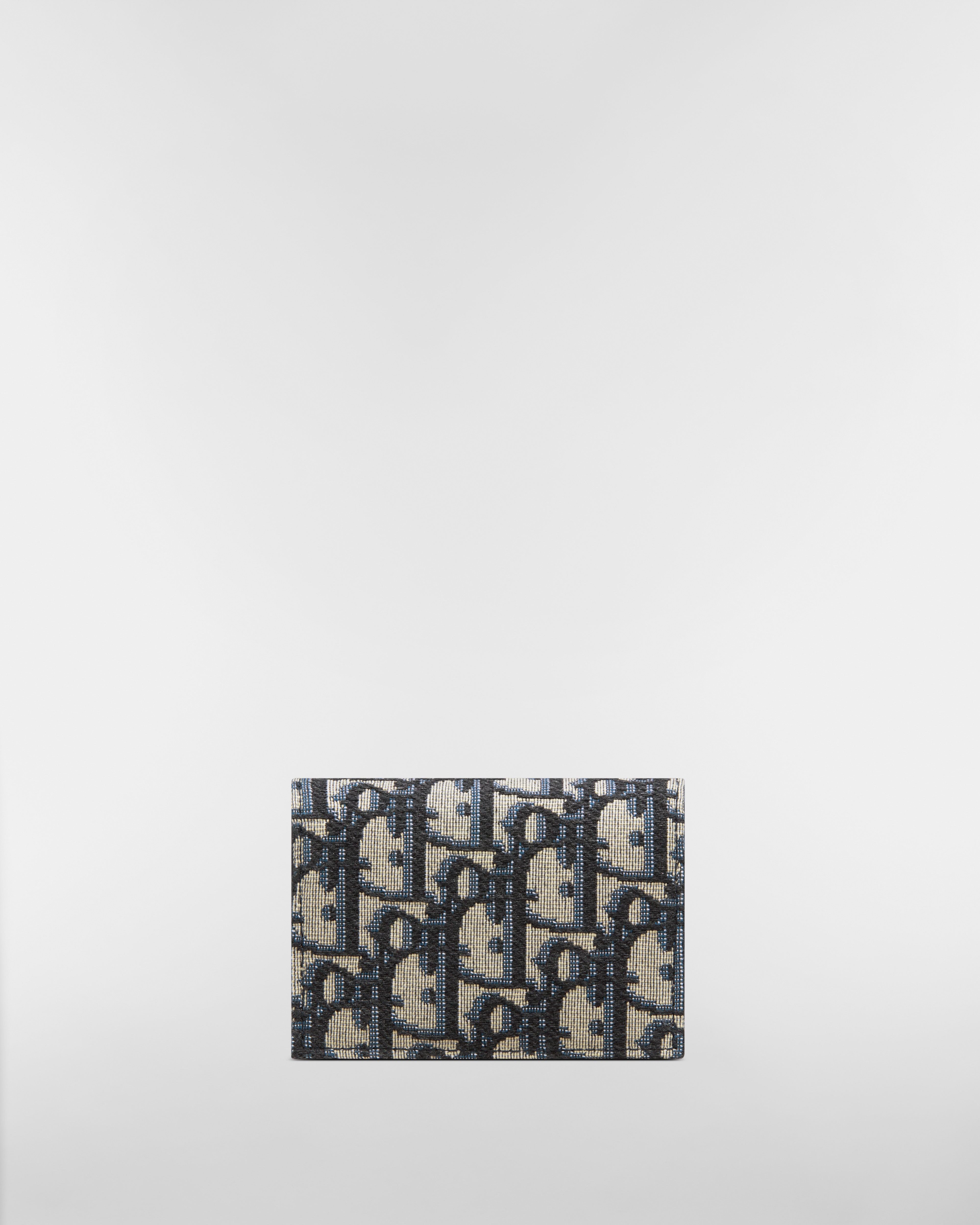 กระเป๋าใส่นามบัตร ผ้าแจ็กการ์ดลาย Dior Oblique สีเบจและสีดำ E08