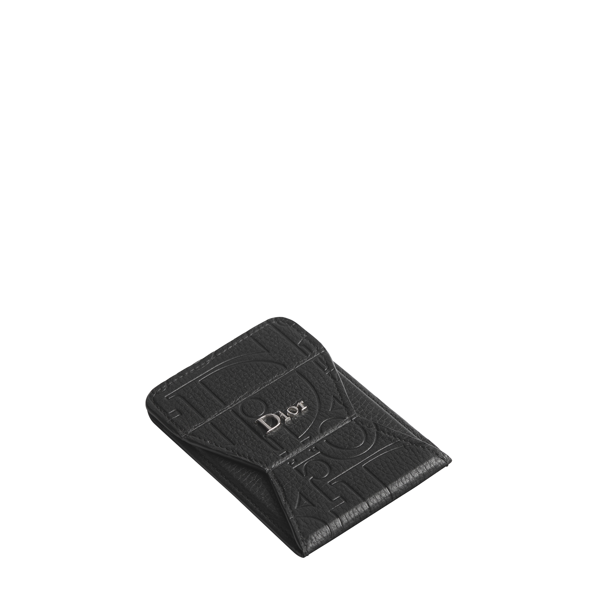 Card Holder with Magnetic Phone Stand Black Dior Gravity Leather E03