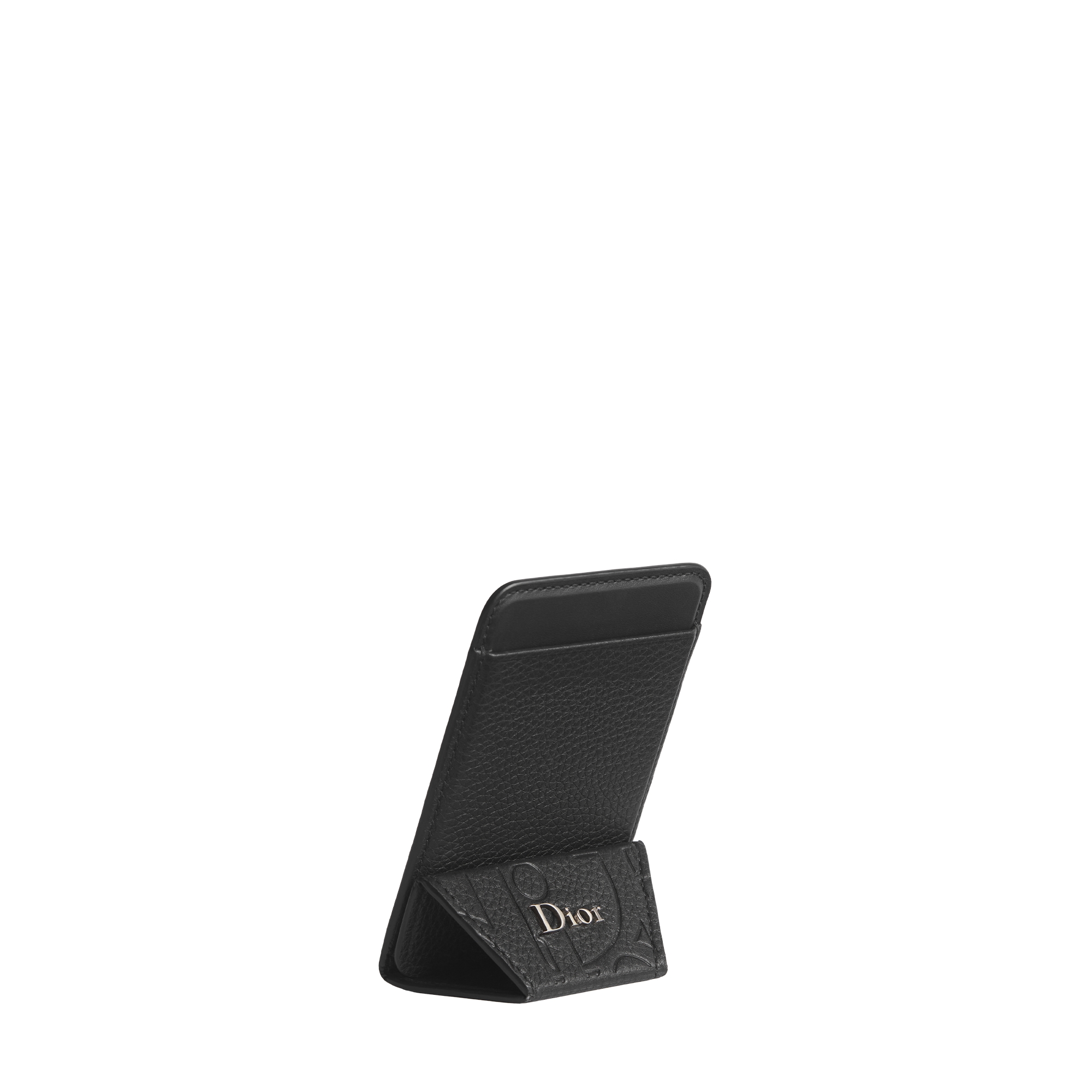 Card Holder with Magnetic Phone Stand Black Dior Gravity Leather E05