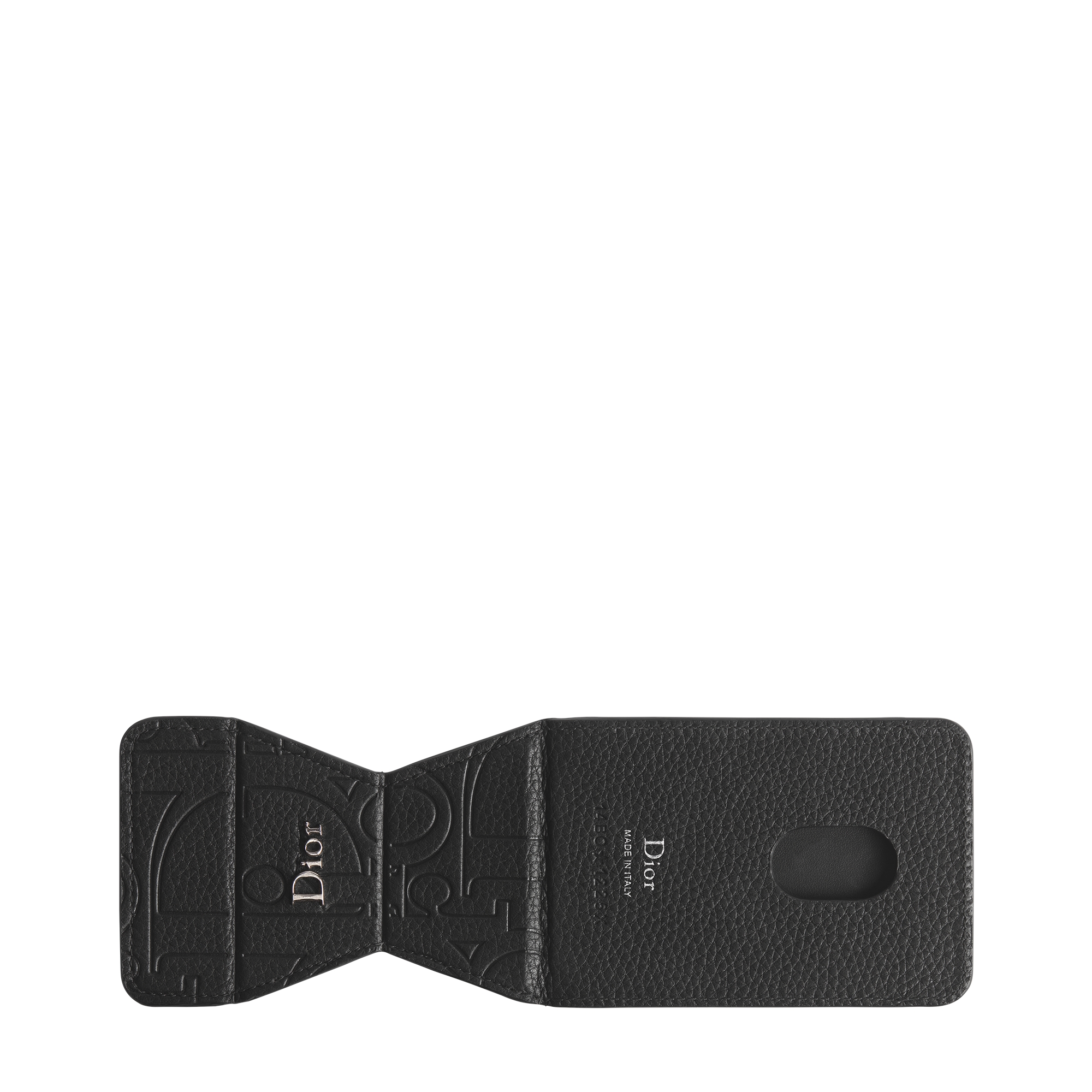 Card Holder with Magnetic Phone Stand Black Dior Gravity Leather E07