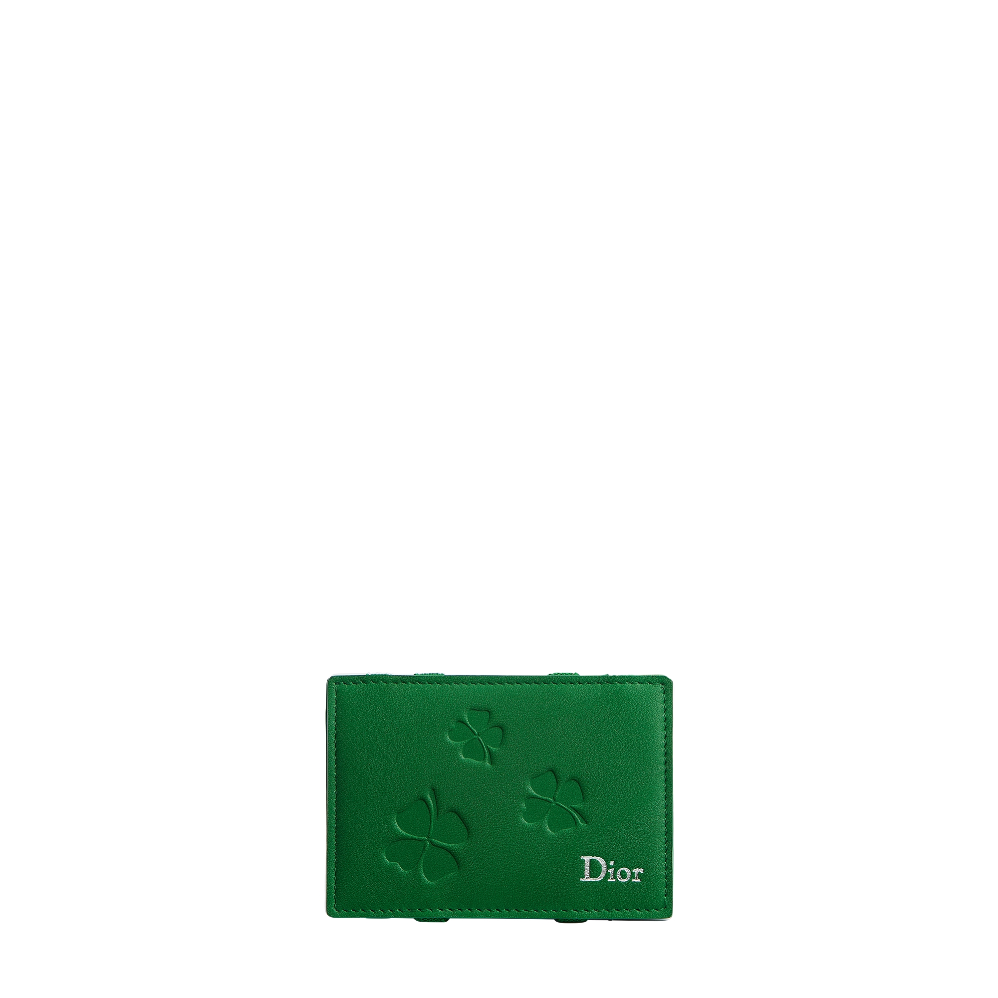 Magic Wallet Bright Green Dior Clover Embossed Calfskin E01