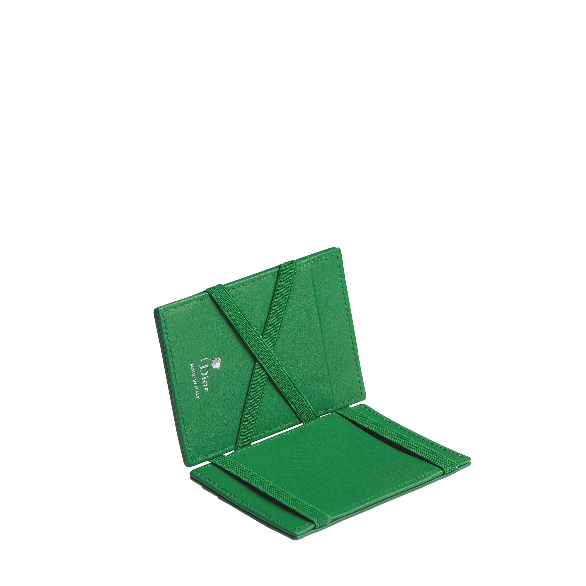 Magic Wallet Bright Green Dior Clover Embossed Calfskin E07