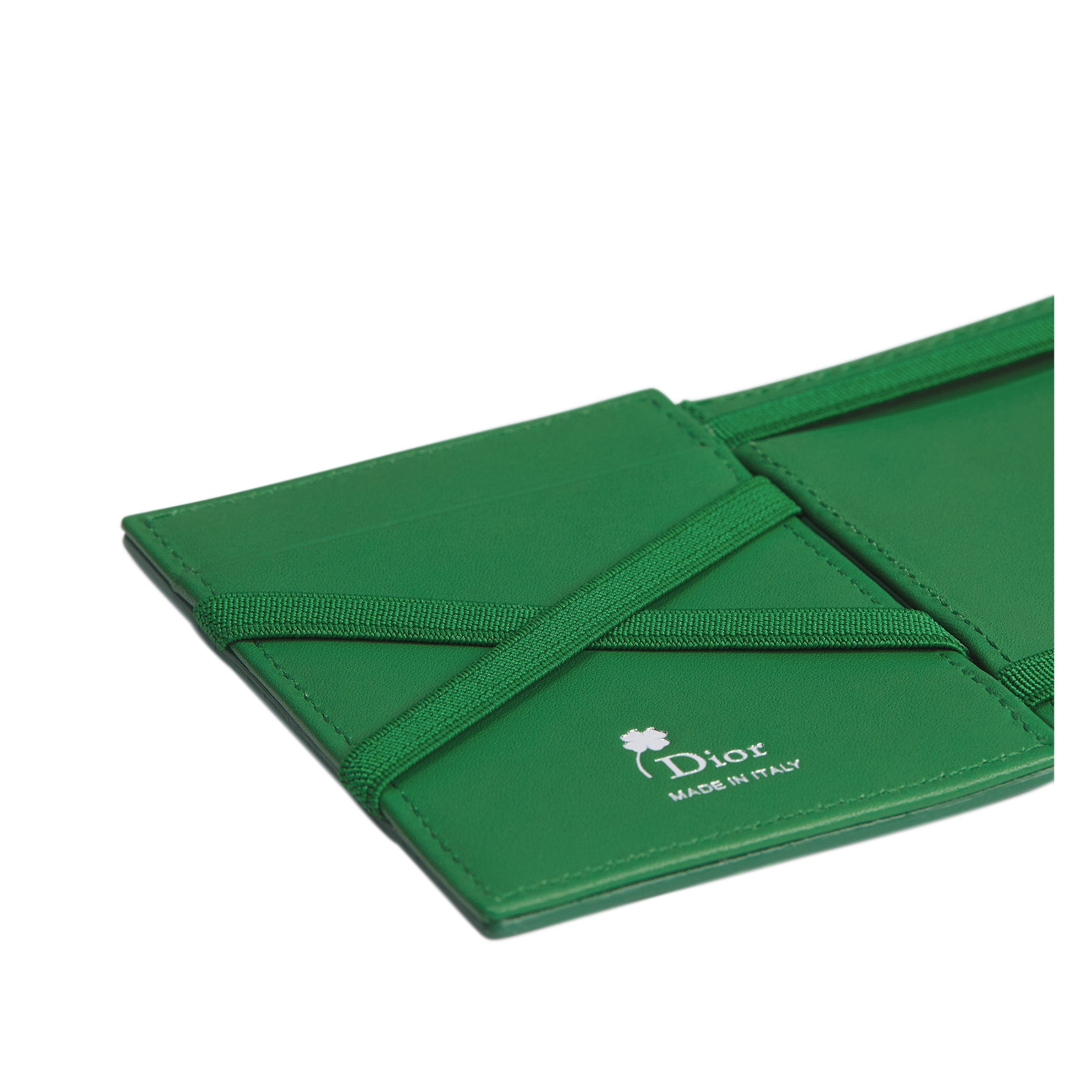 Magic Wallet Bright Green Dior Clover Embossed Calfskin E10