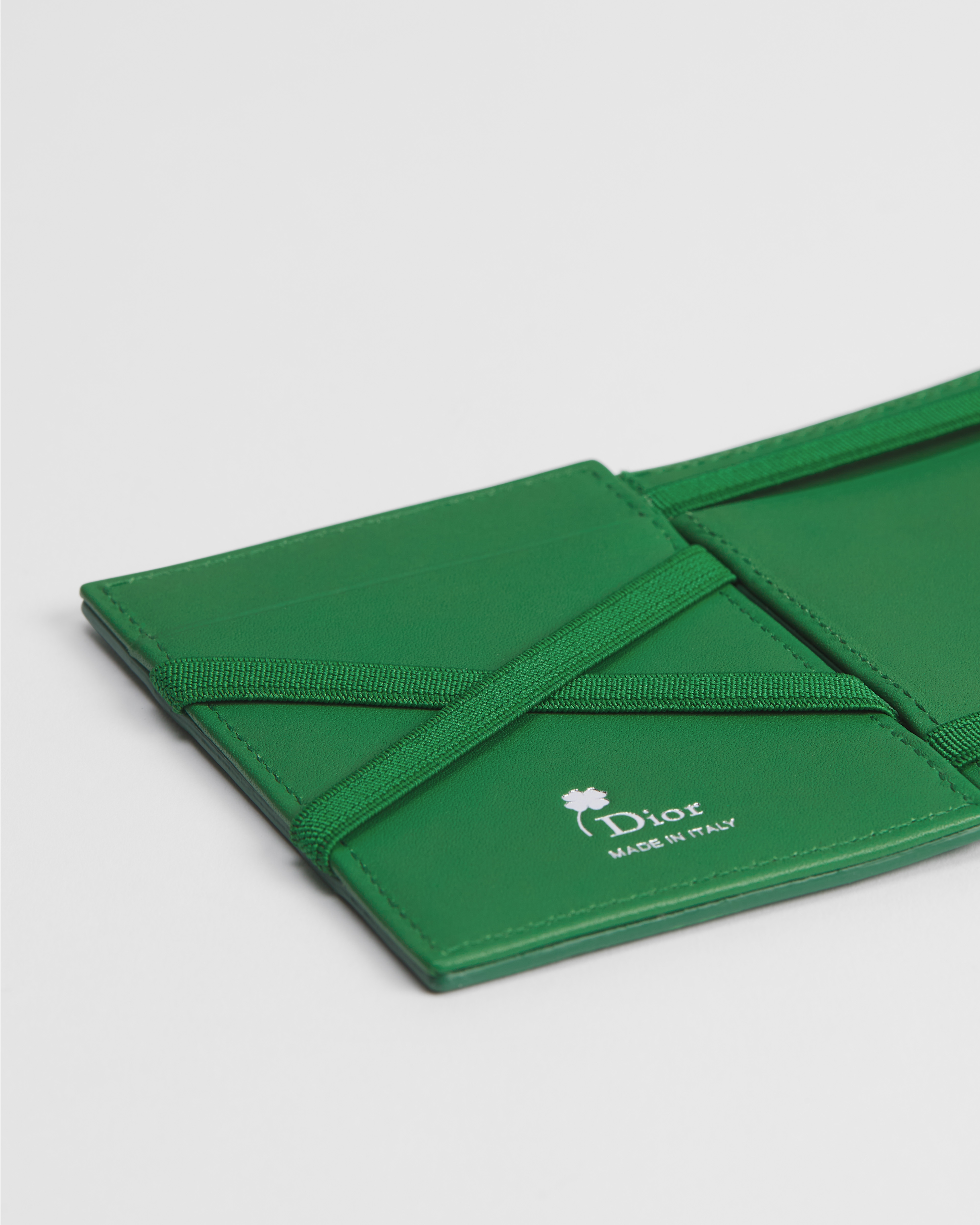 Magic Wallet Bright Green Dior Clover Embossed Calfskin E10