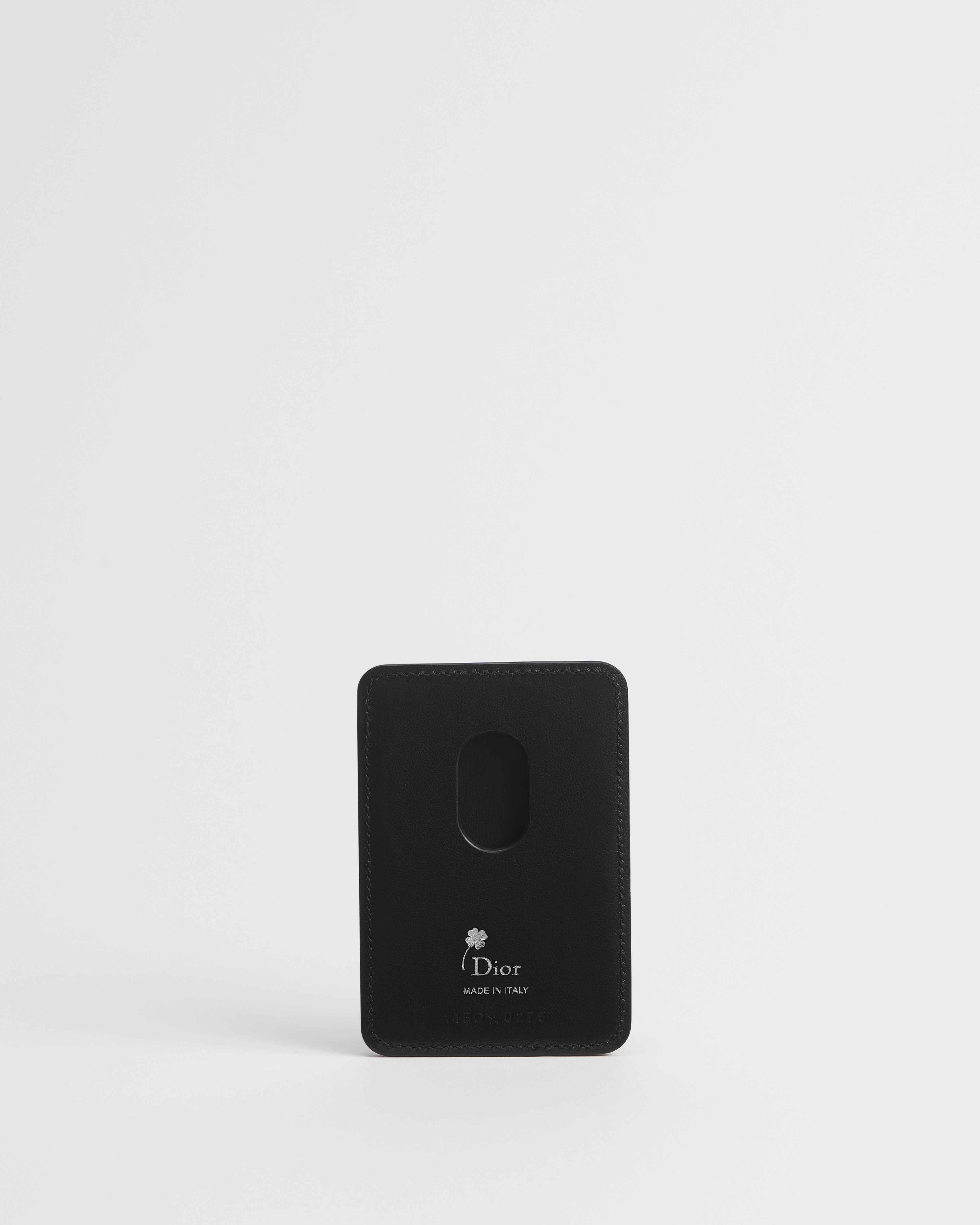 Magnetic Card Holder Brown Dior Oblique Jacquard and Black Smooth Calfskin E08