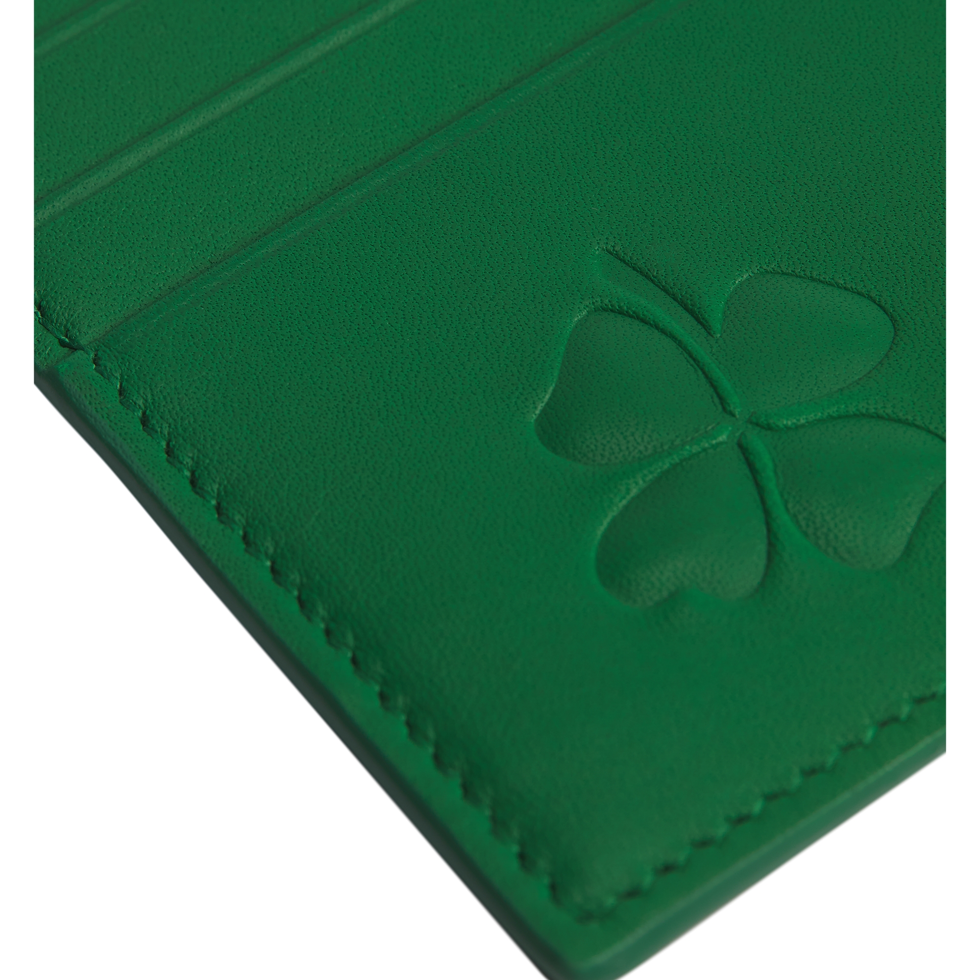 Card Holder Bright Green Dior Clover Embossed Calfskin E09