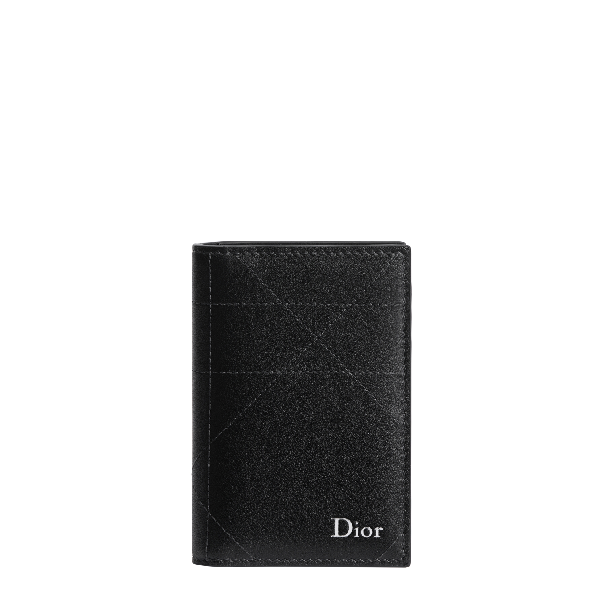 Bifold Card Holder Black Cannage Calfskin E01