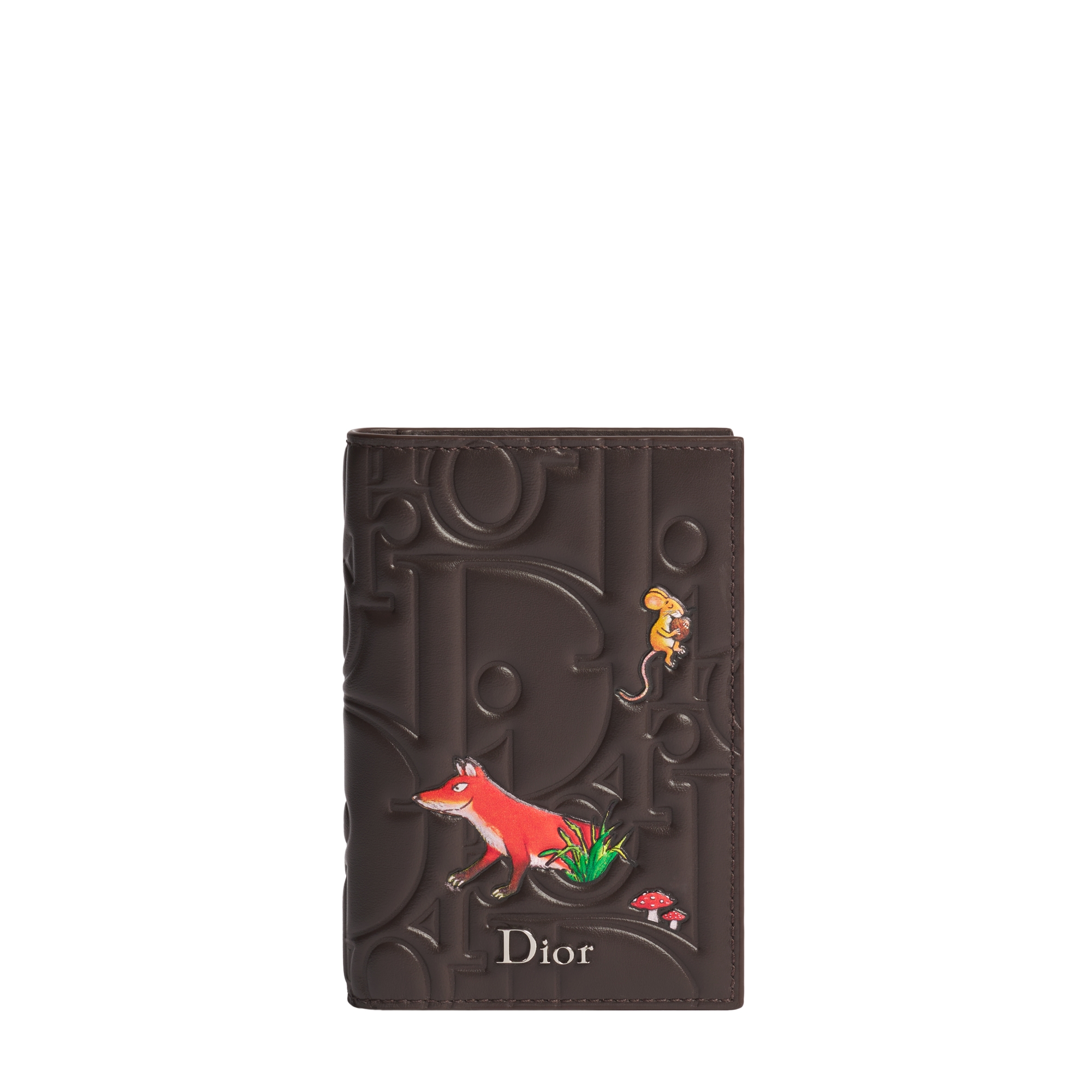  Couro liso Dior Gravity marrom-escuro com motivo Book Cover