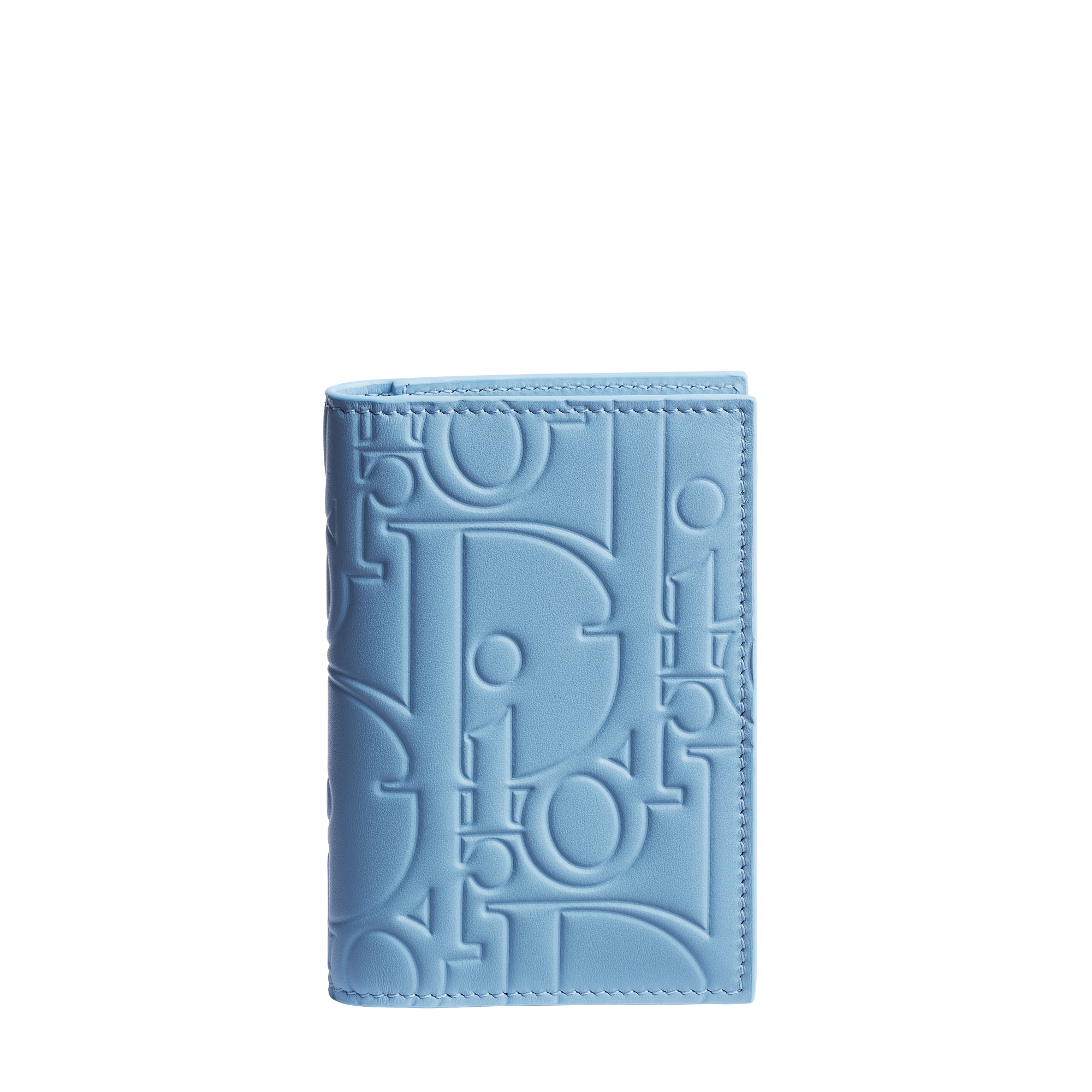 Bifold Card Holder Light Blue Dior Gravity Smooth Leather E01