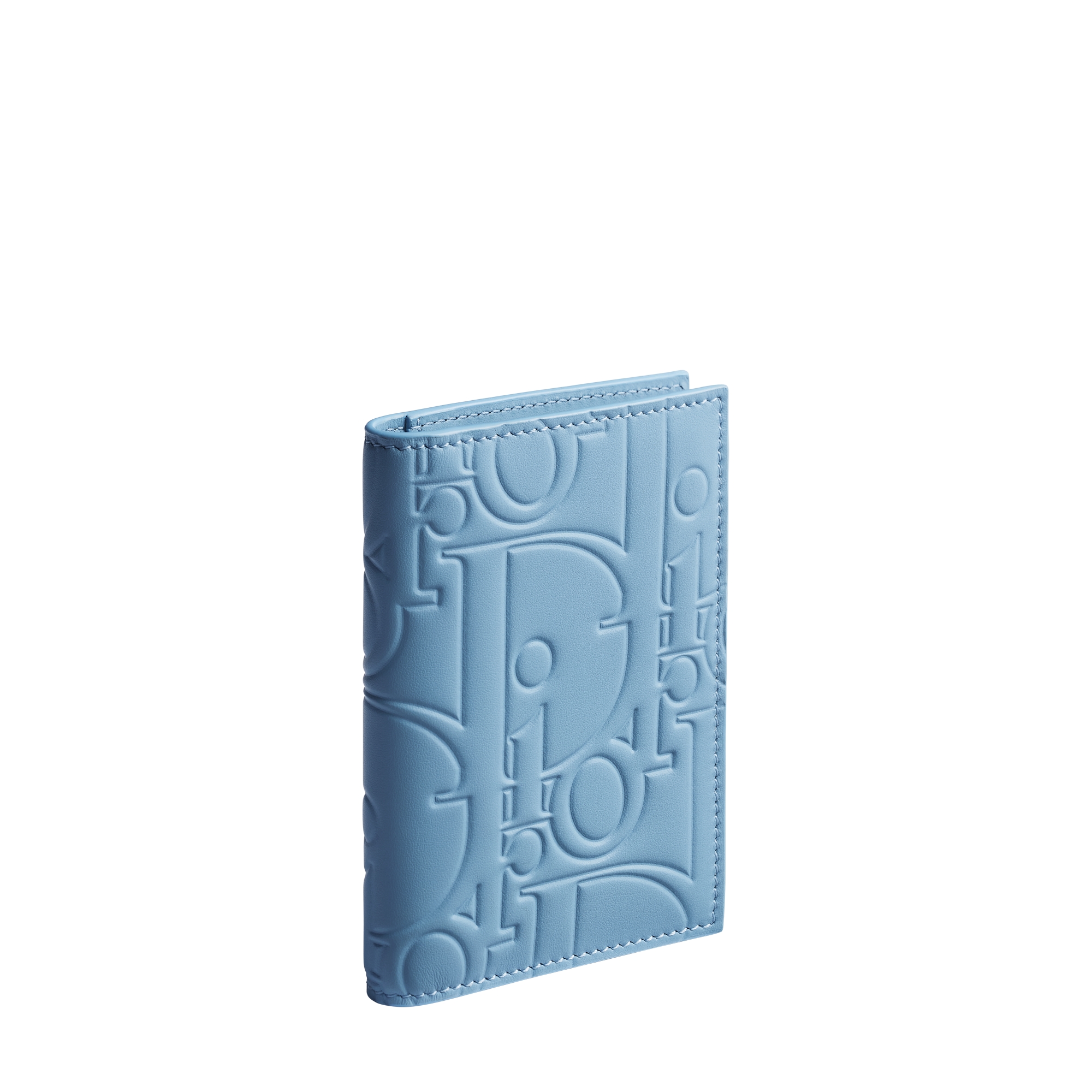 Bifold Card Holder Light Blue Dior Gravity Smooth Leather E03