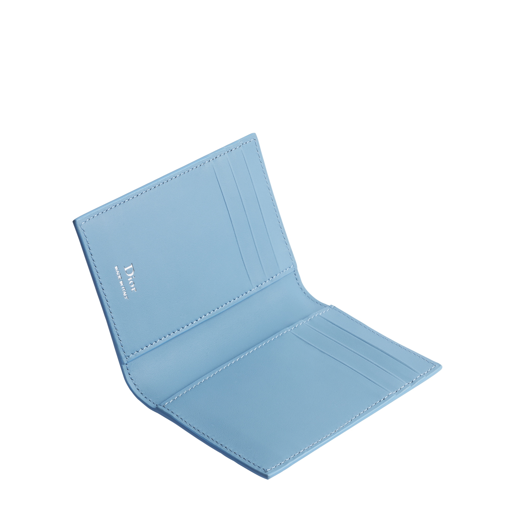 Bifold Card Holder Light Blue Dior Gravity Smooth Leather E06