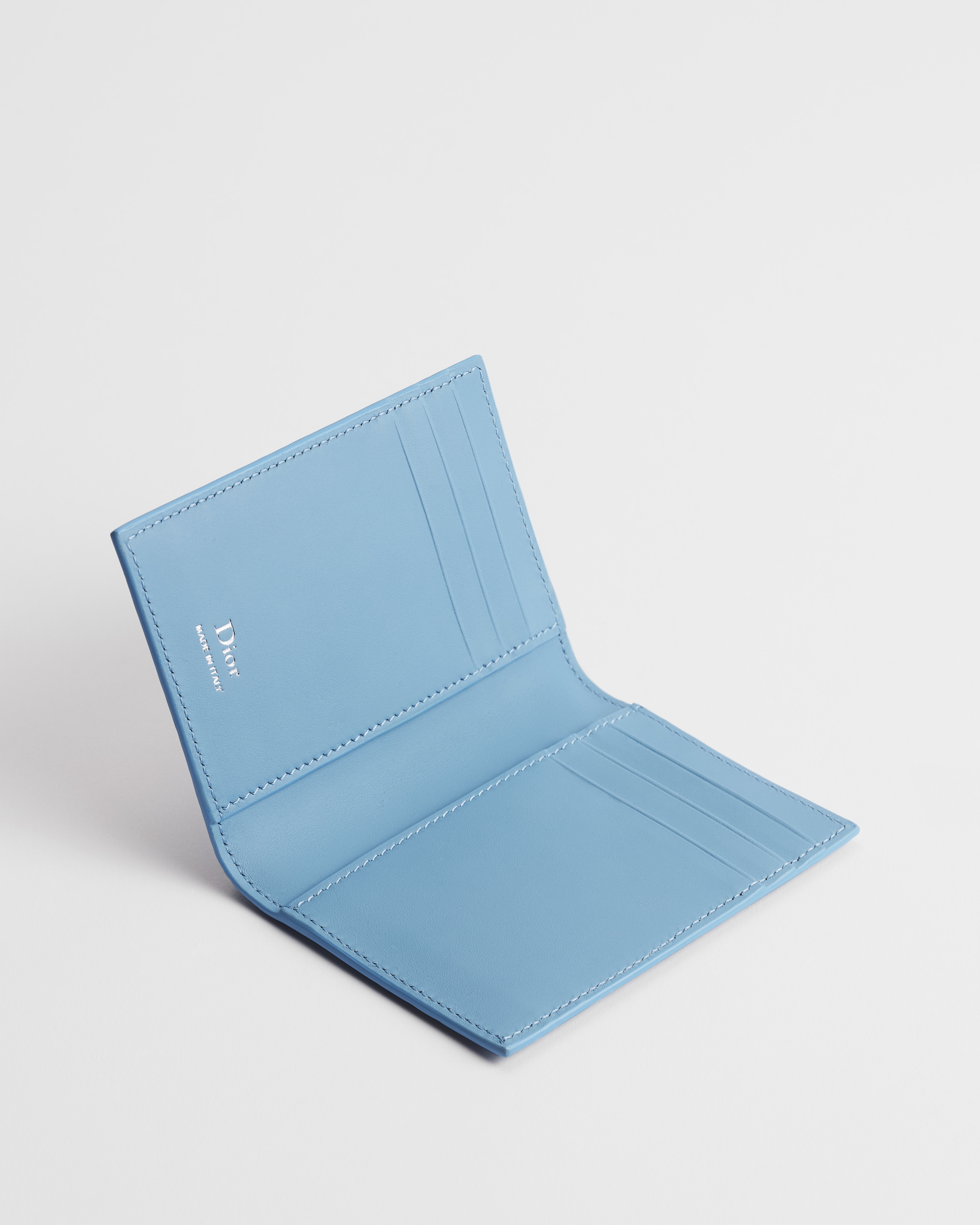 Bifold Card Holder Light Blue Dior Gravity Smooth Leather E06