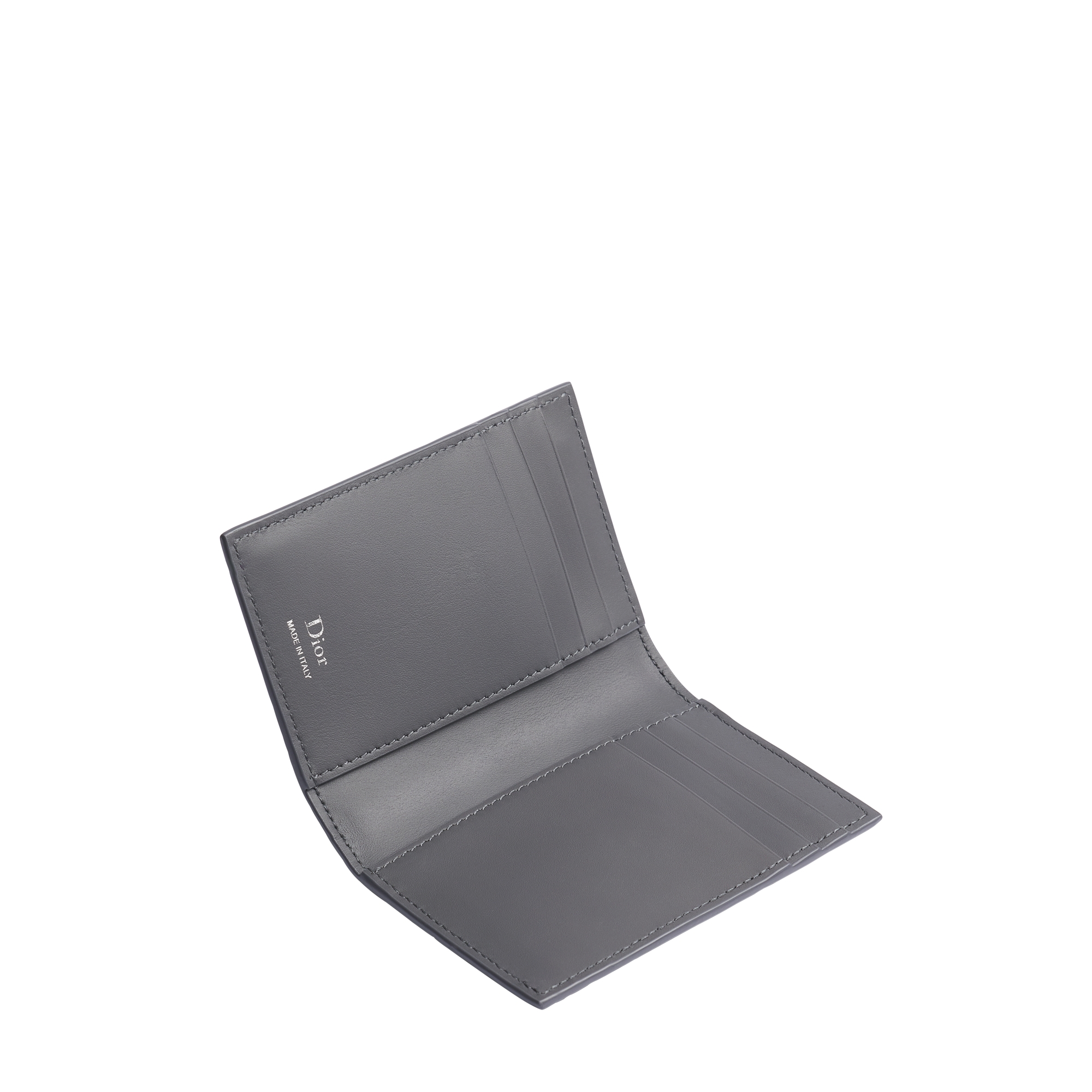 Bifold Card Holder Gris Flanelle Dior Gravity Grained Leather E06