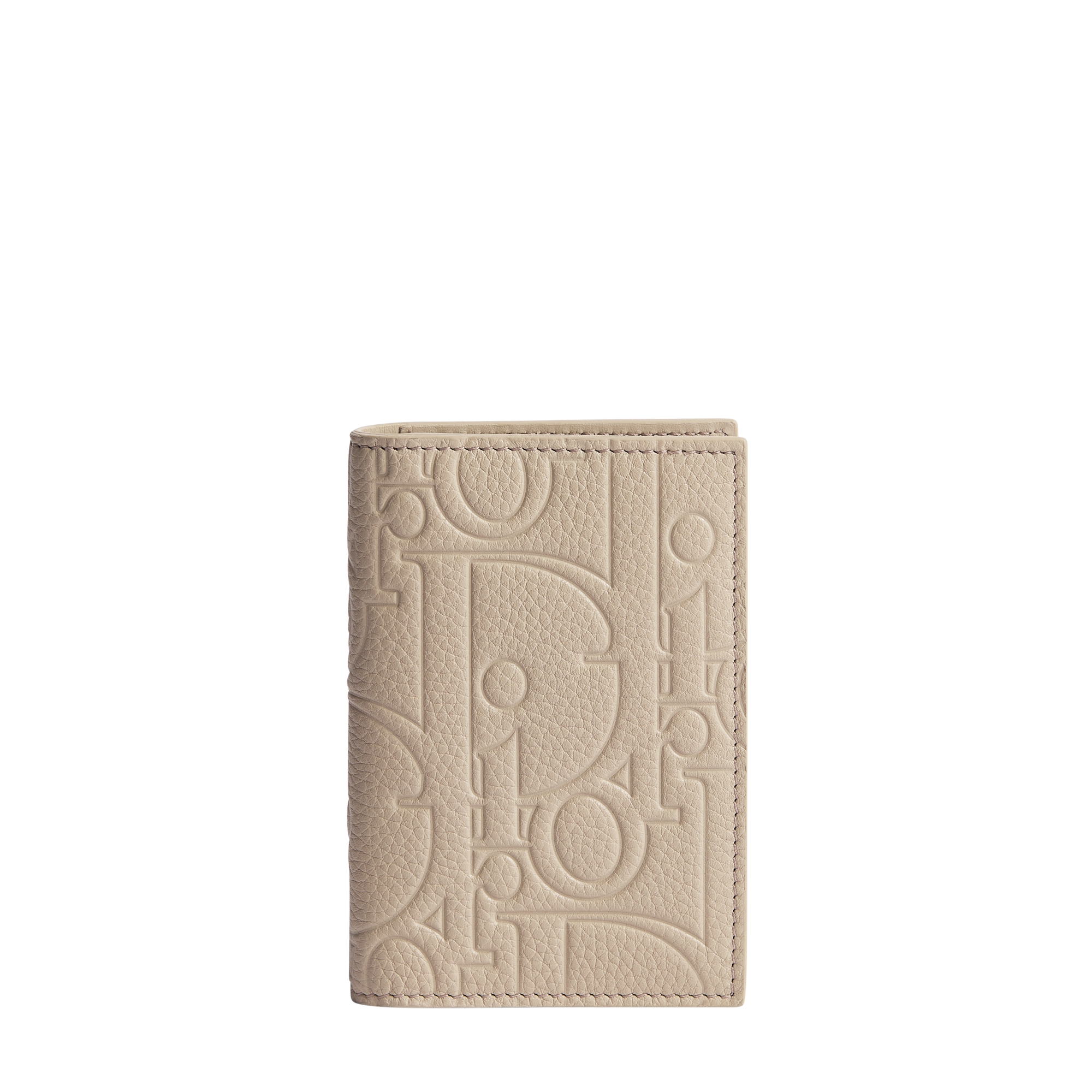 Bifold Card Holder Beige Dior Gravity Grained Leather E01