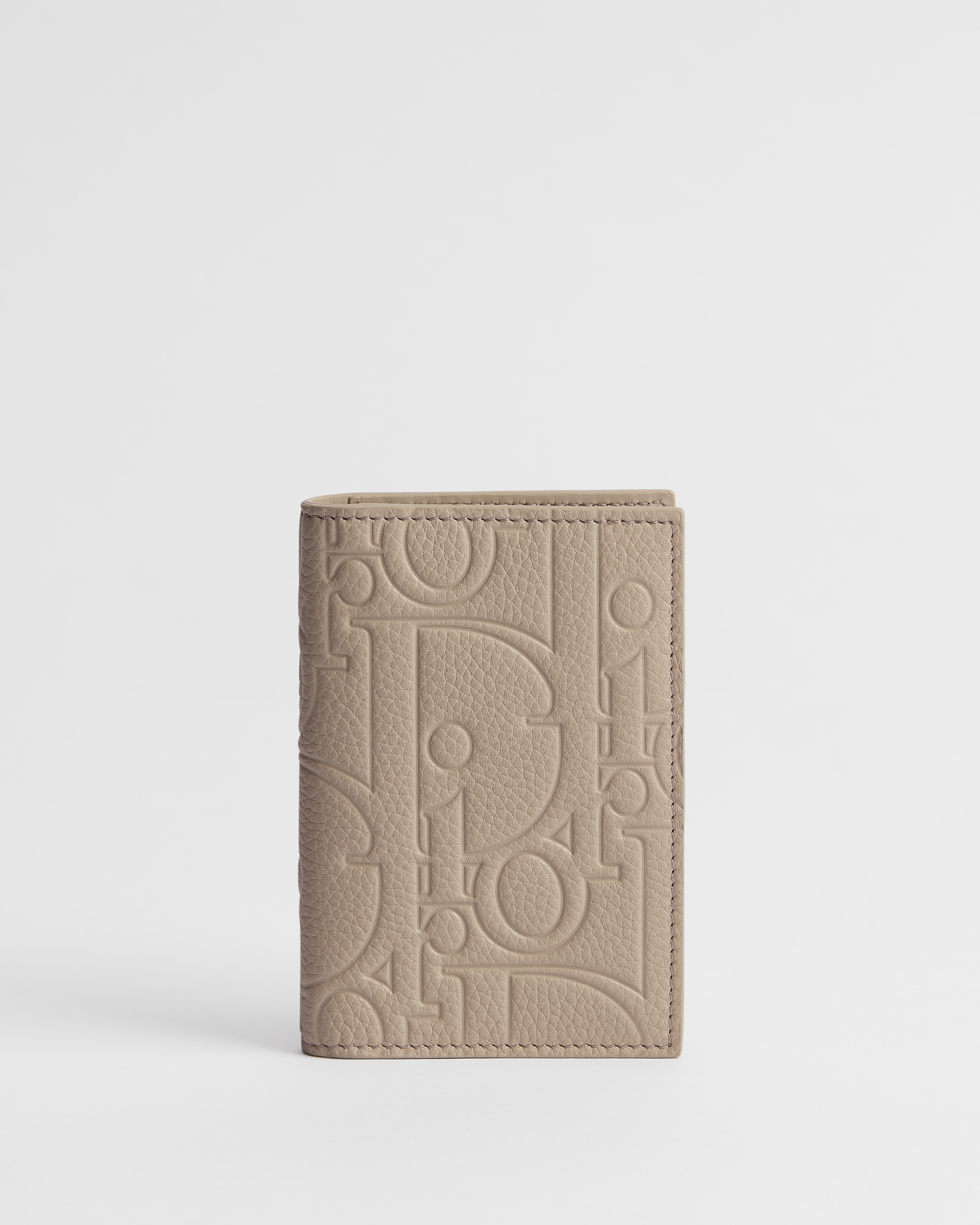 Bifold Card Holder Beige Dior Gravity Grained Leather E01