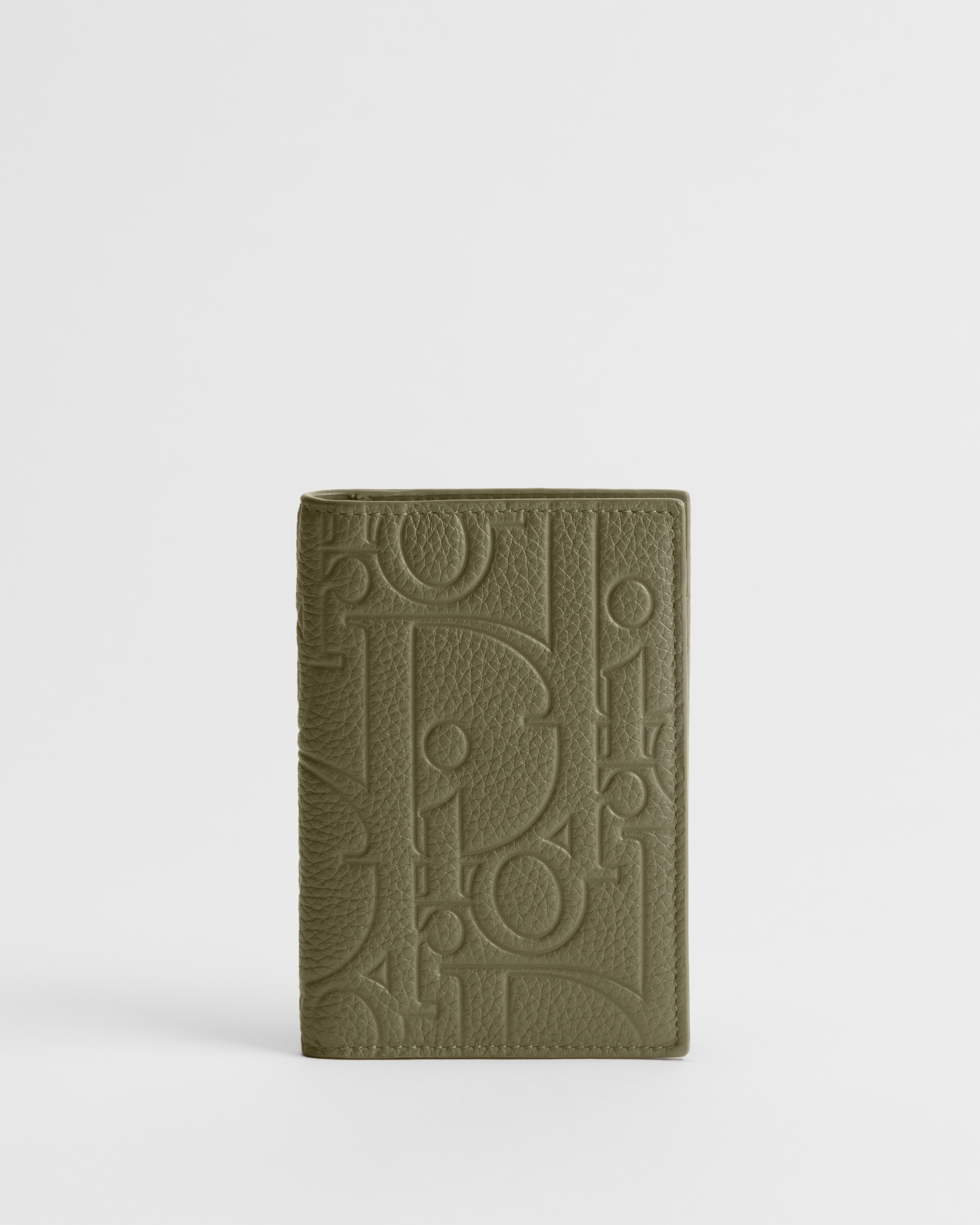 Bifold Card Holder Khaki Dior Gravity Grained Leather E01