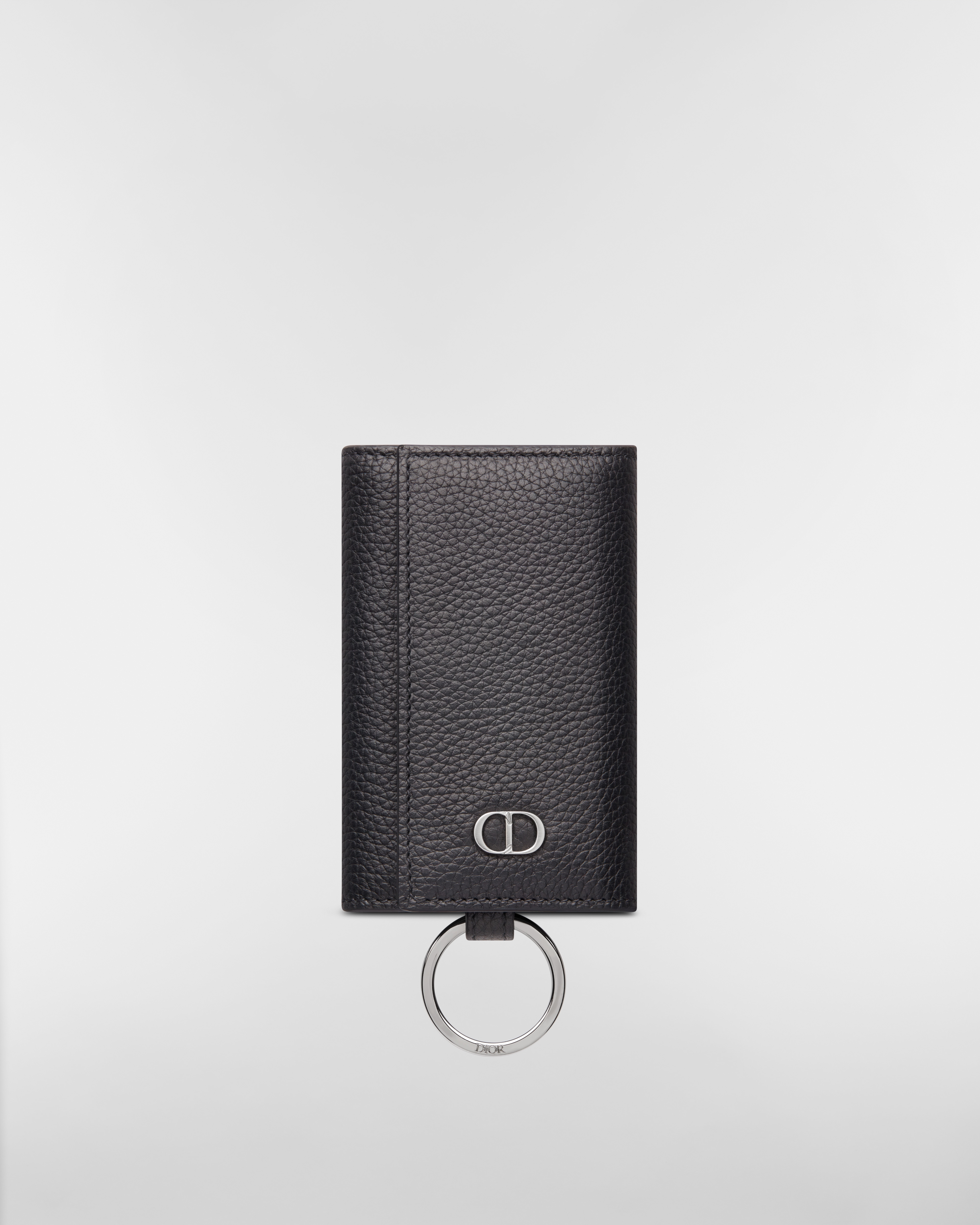 Key Case Black Grained Calfskin with CD Icon Signature E01