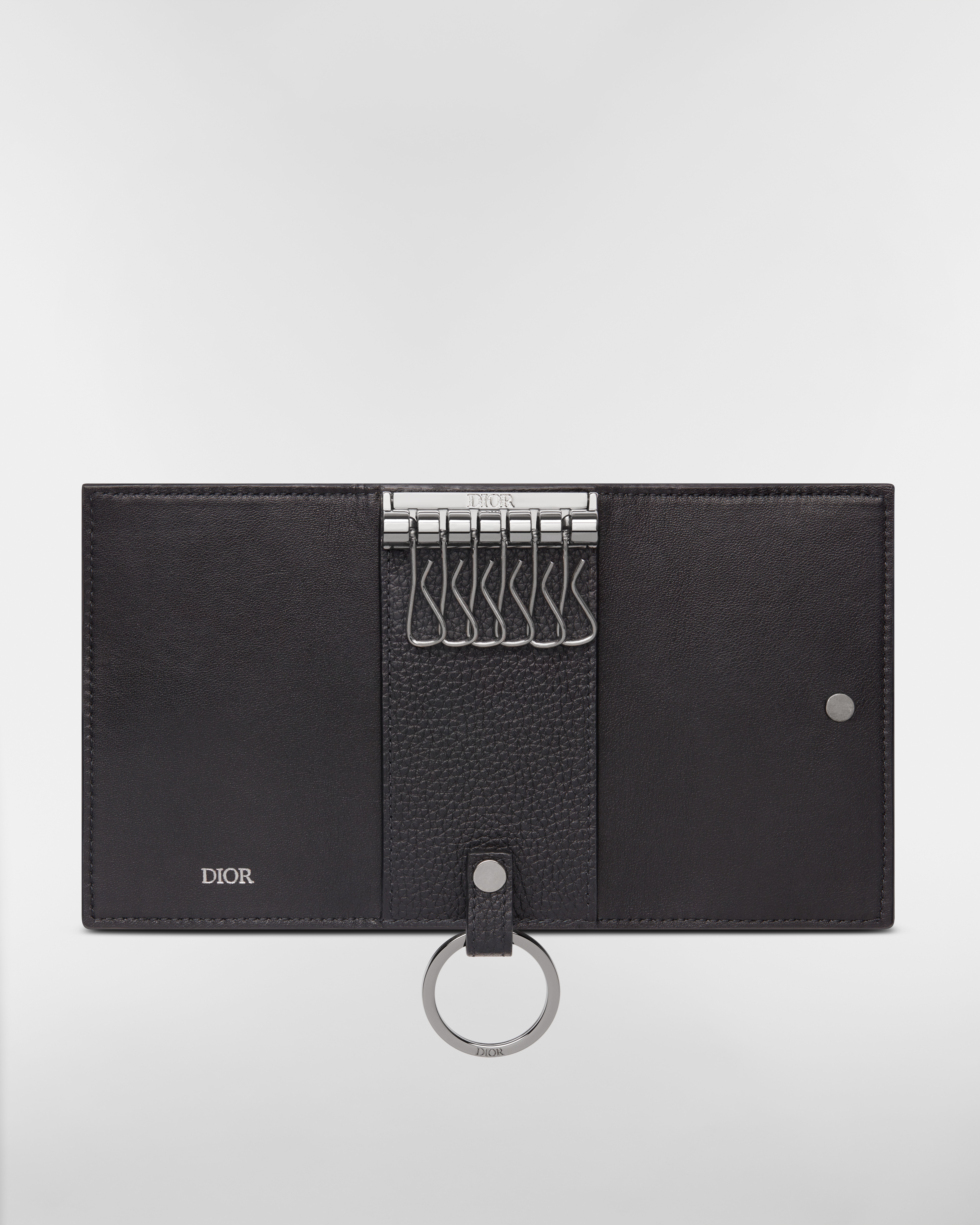 Key Case Black Grained Calfskin with CD Icon Signature E07