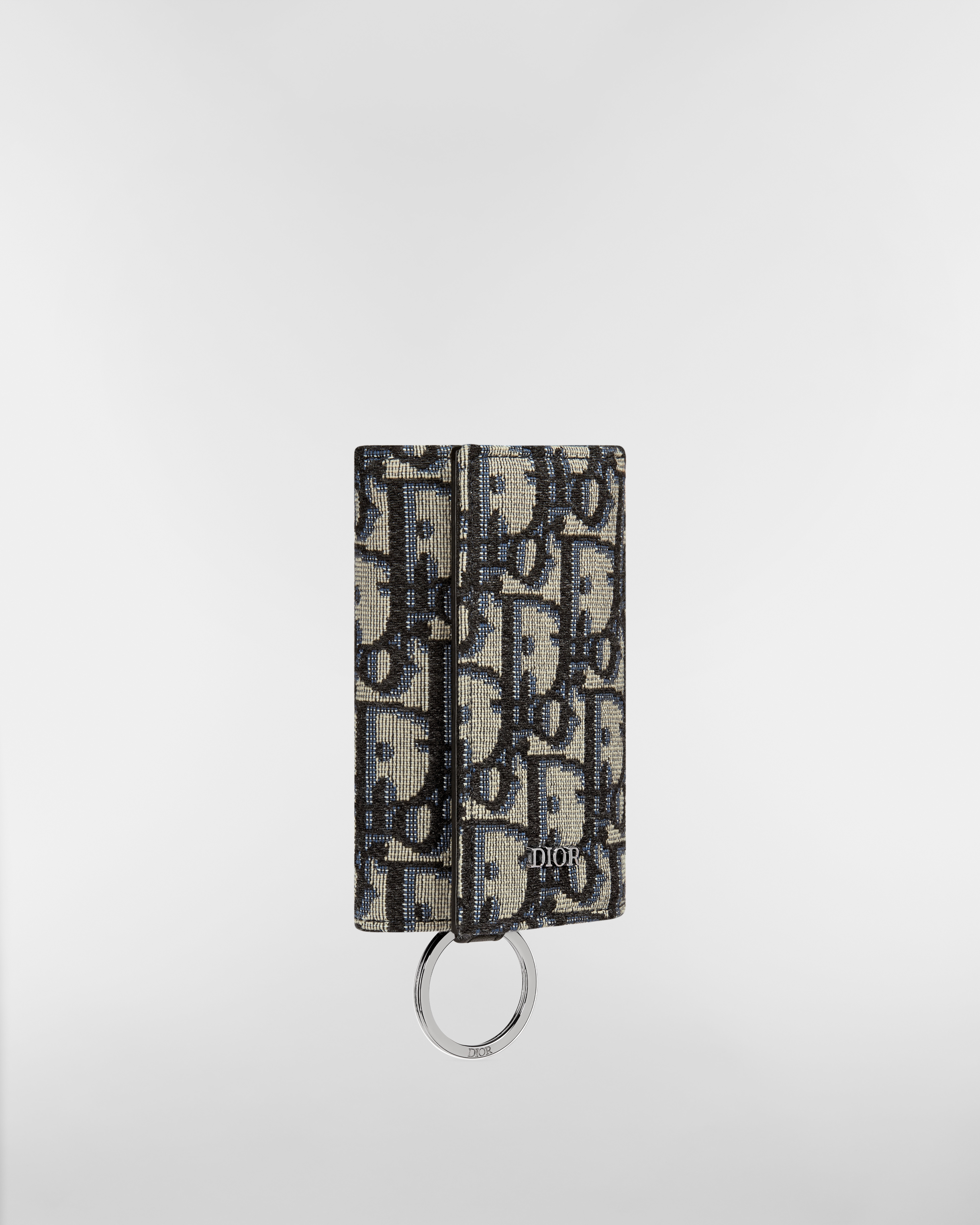 鑰匙包 米色和黑色 Dior Oblique 緹花 E03