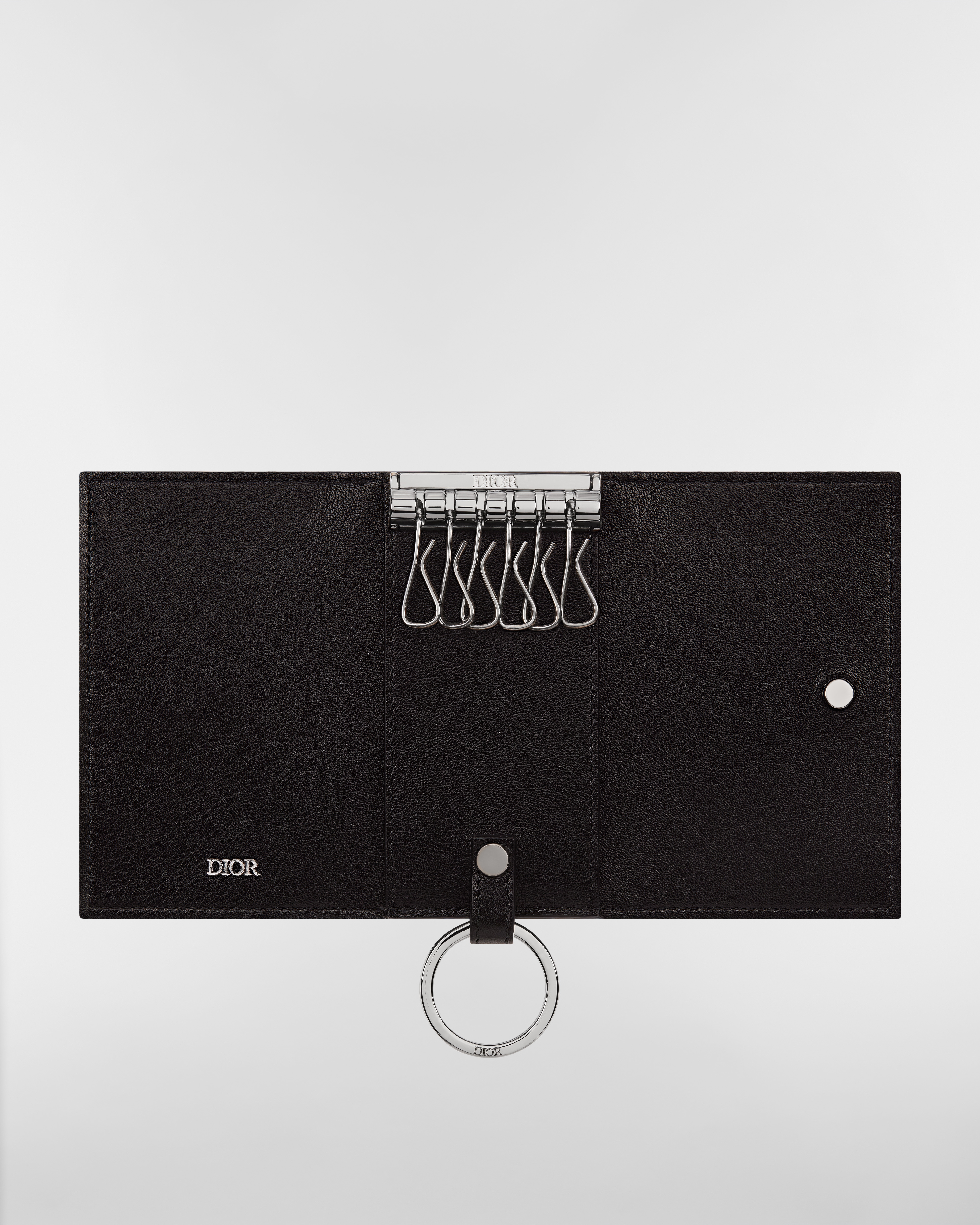 鑰匙包 米色和黑色 Dior Oblique 緹花 E07