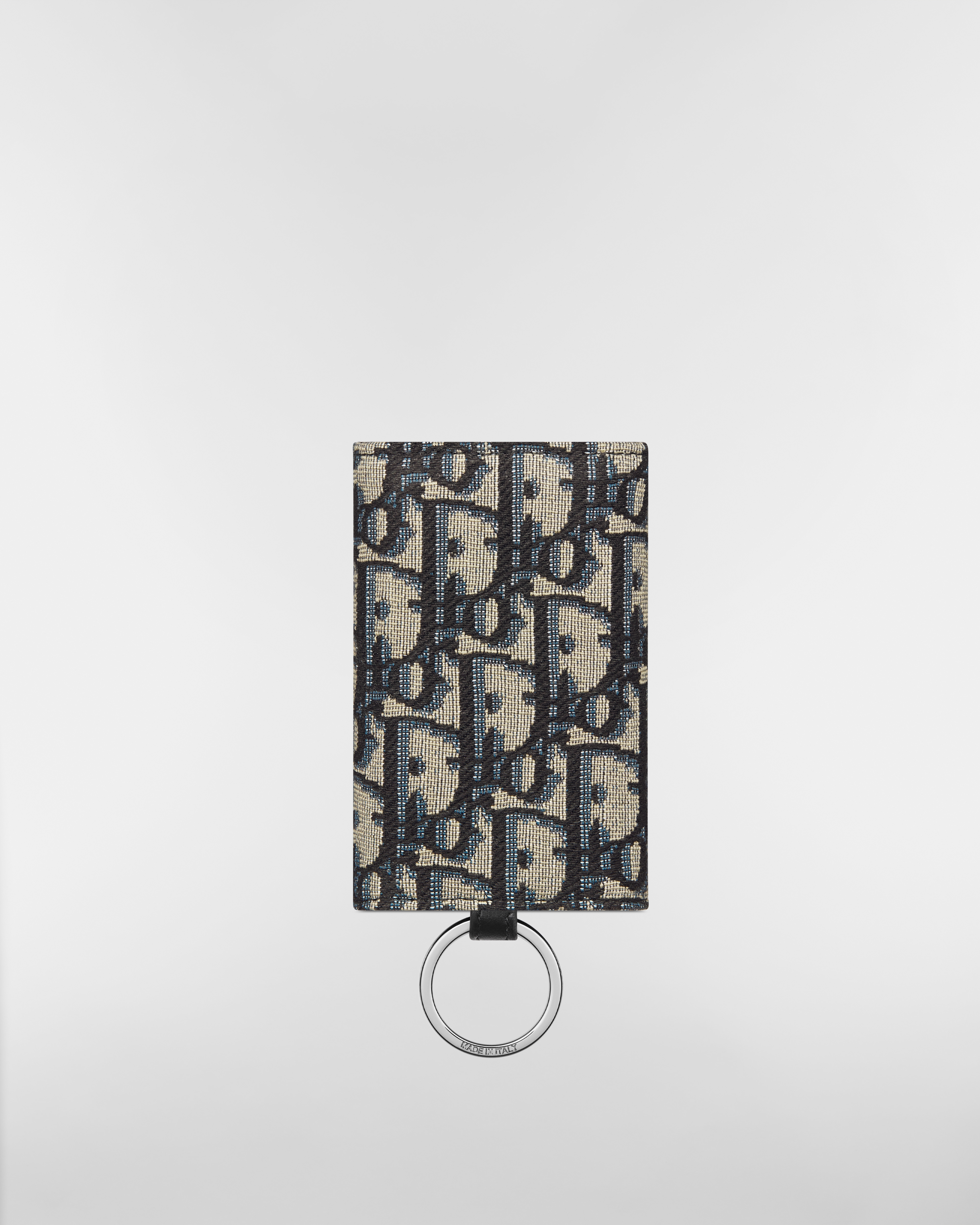 鑰匙包 米色和黑色 Dior Oblique 緹花 E08