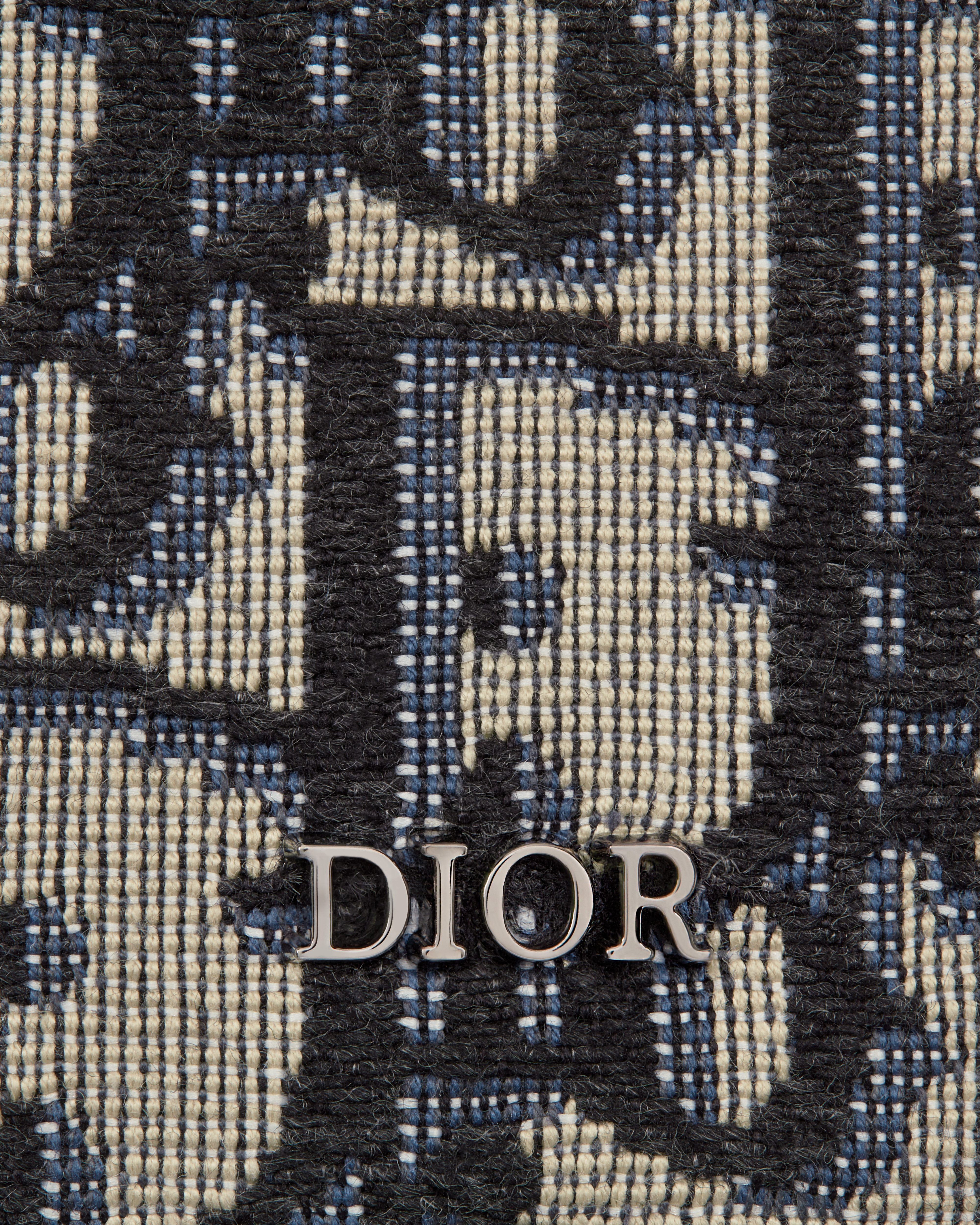 鑰匙包 米色和黑色 Dior Oblique 緹花 E09