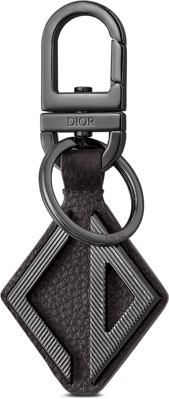 Key Ring Black Grained Calfskin with CD Diamond Signature DIOR
