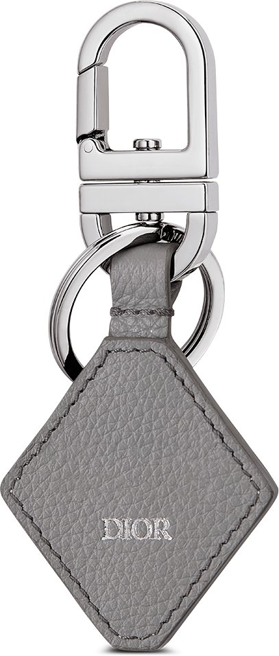 Key Ring Dior Gray Grained Calfskin with CD Diamond Signature | DIOR