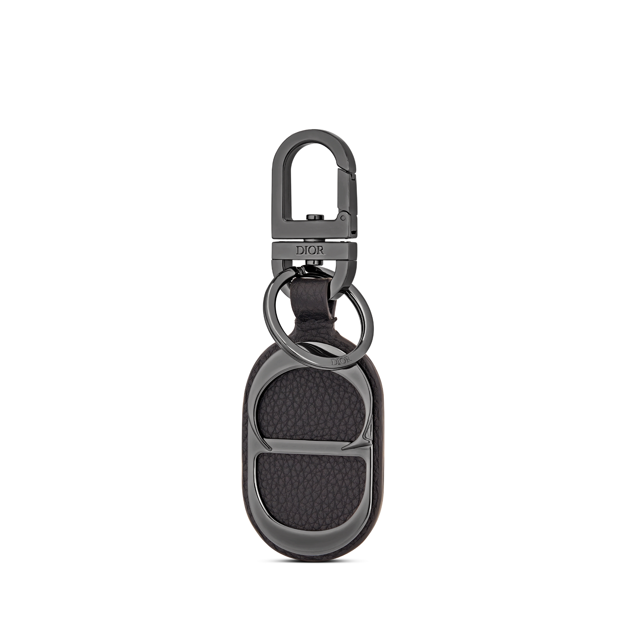 Key Ring Black Grained Calfskin with CD Icon Signature | DIOR