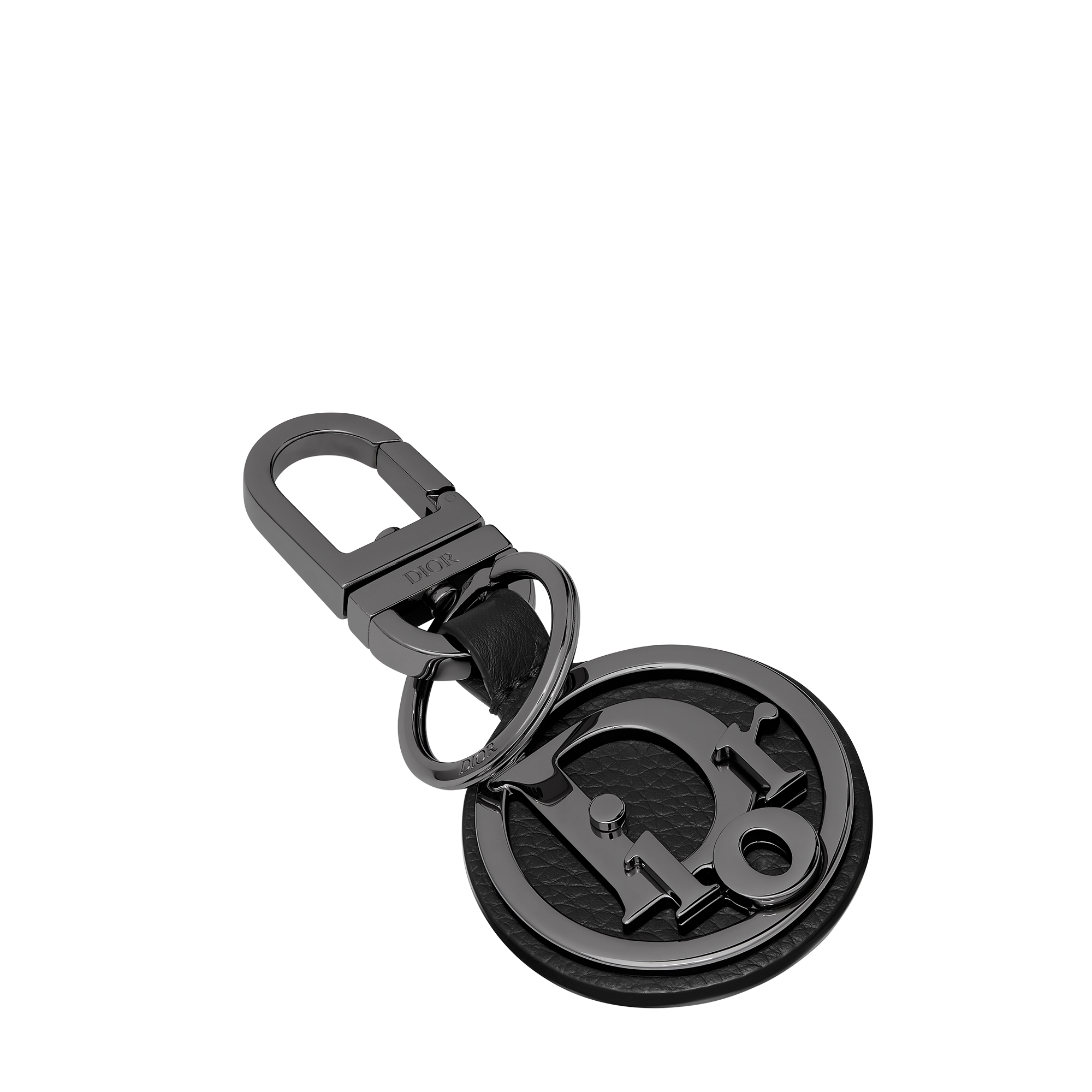 Key Ring Black Grained Calfskin with Dior Oblique Signature E03