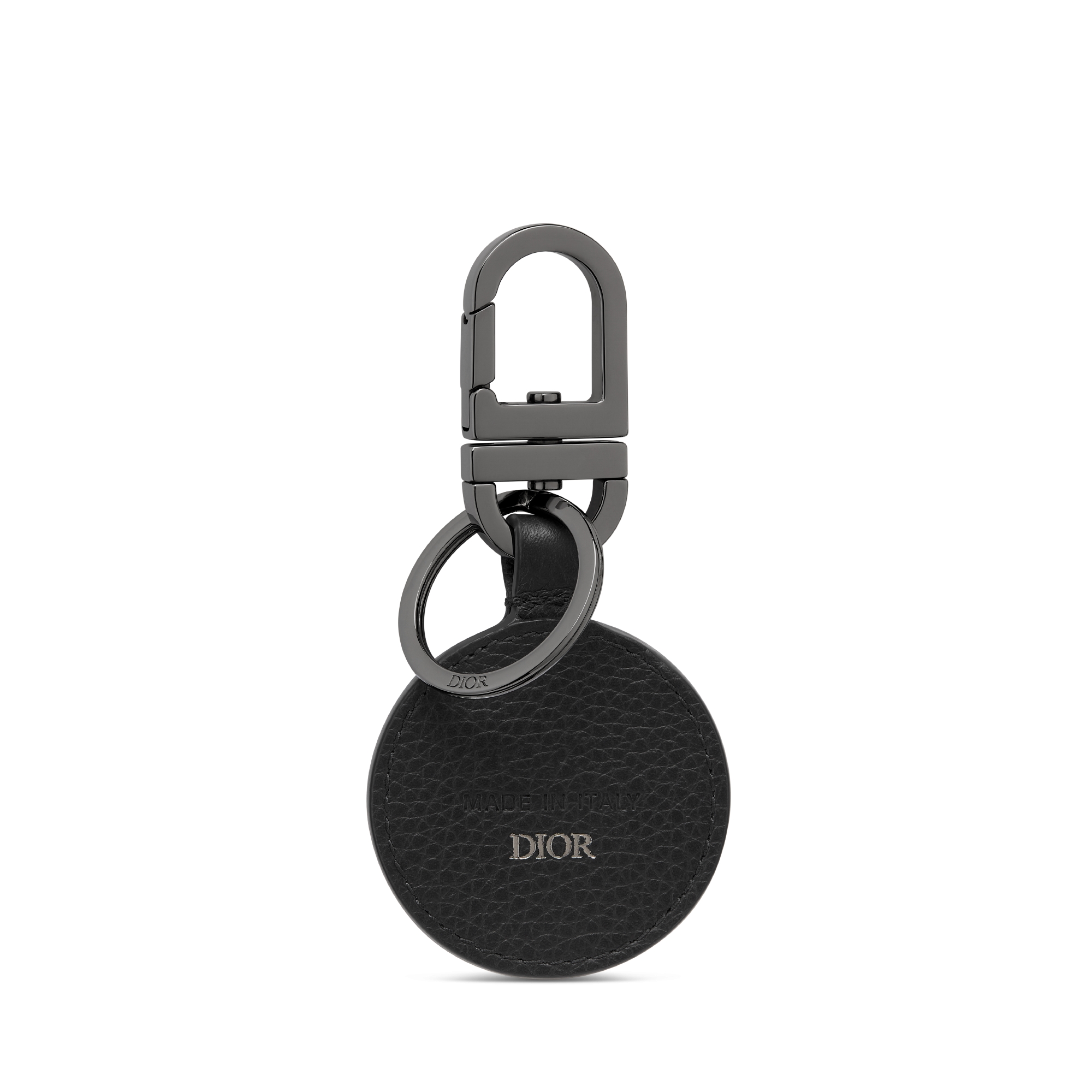 Porte-clés Cuir de veau grainé noir à signature Dior Oblique E08