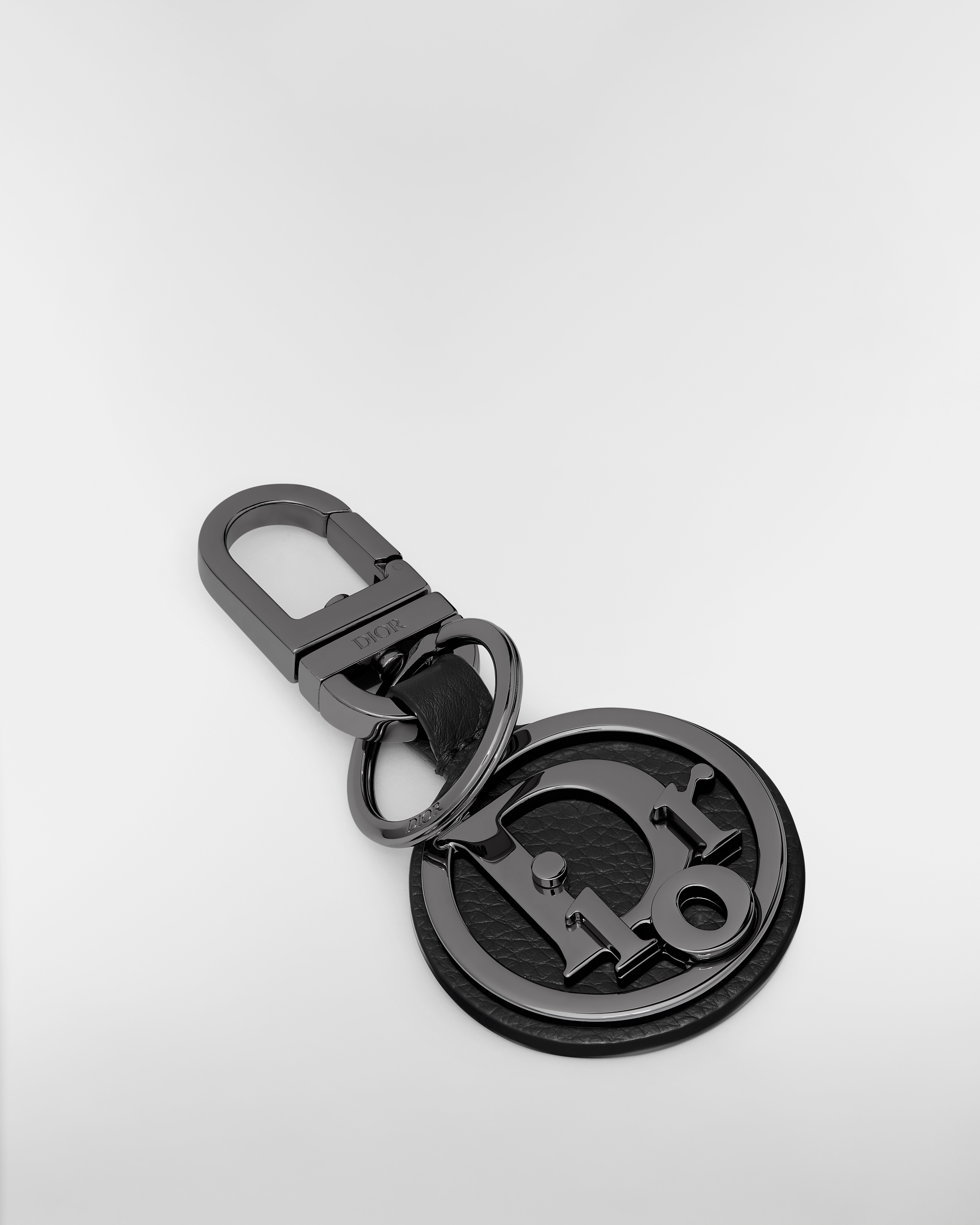 Key Ring Black Grained Calfskin with Dior Oblique Signature E03