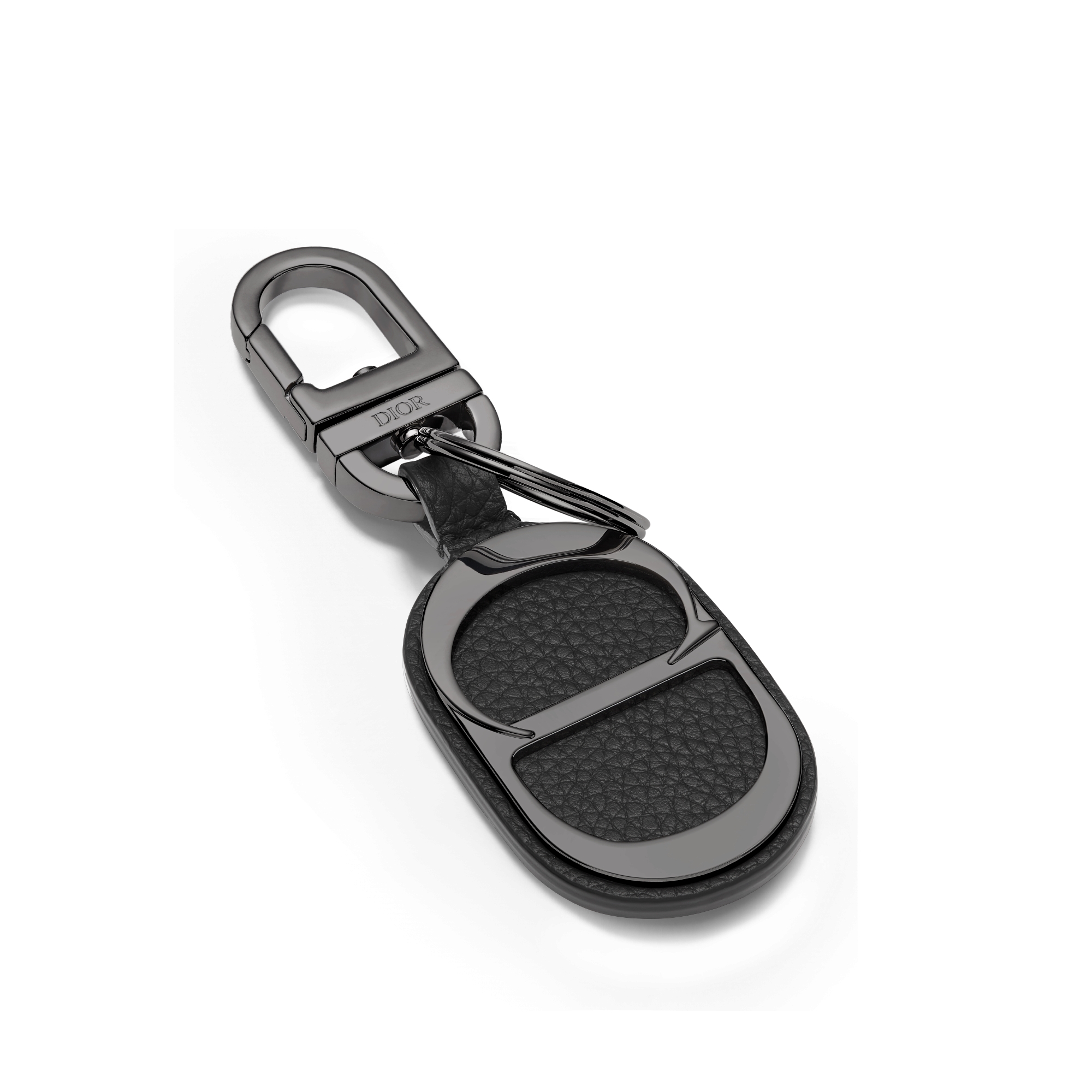 CD Icon-sleutelhanger Zwart generfd kalfsleer E03