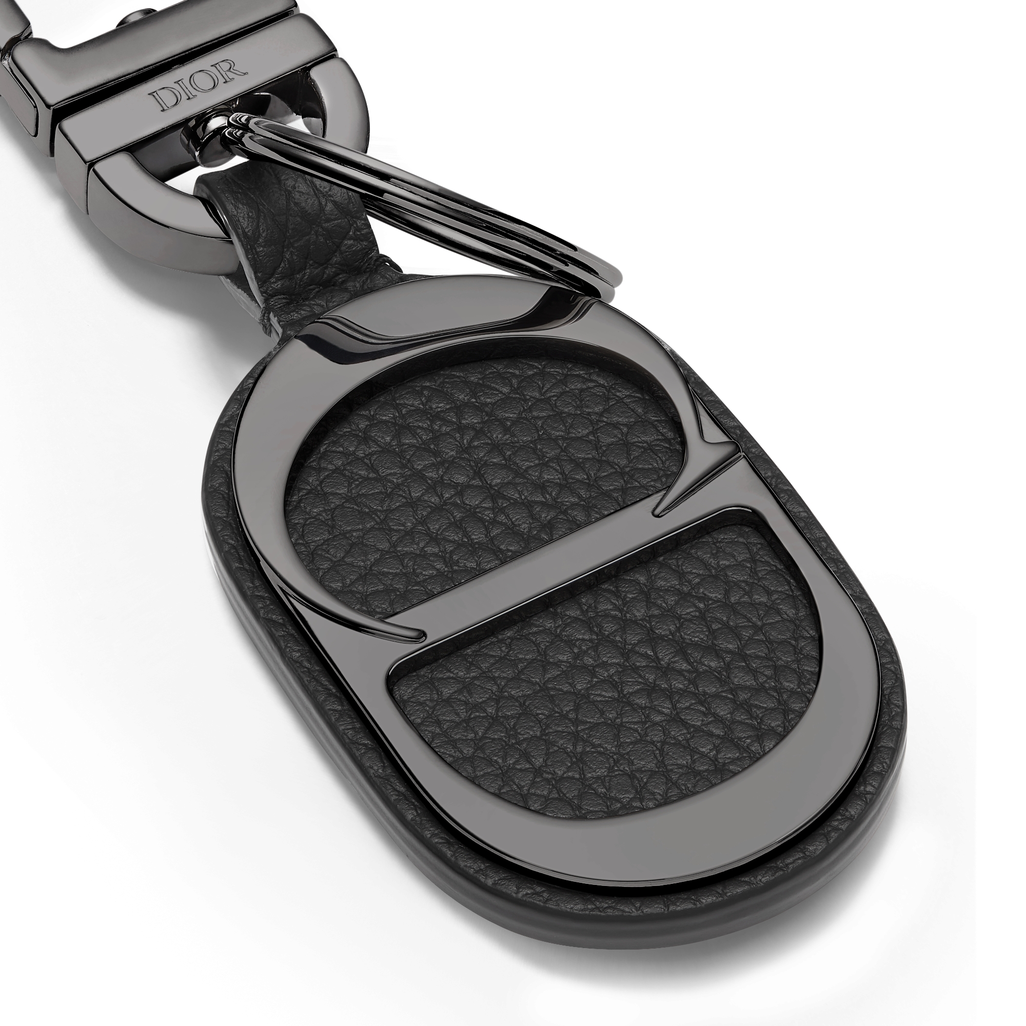 CD Icon-sleutelhanger Zwart generfd kalfsleer E09