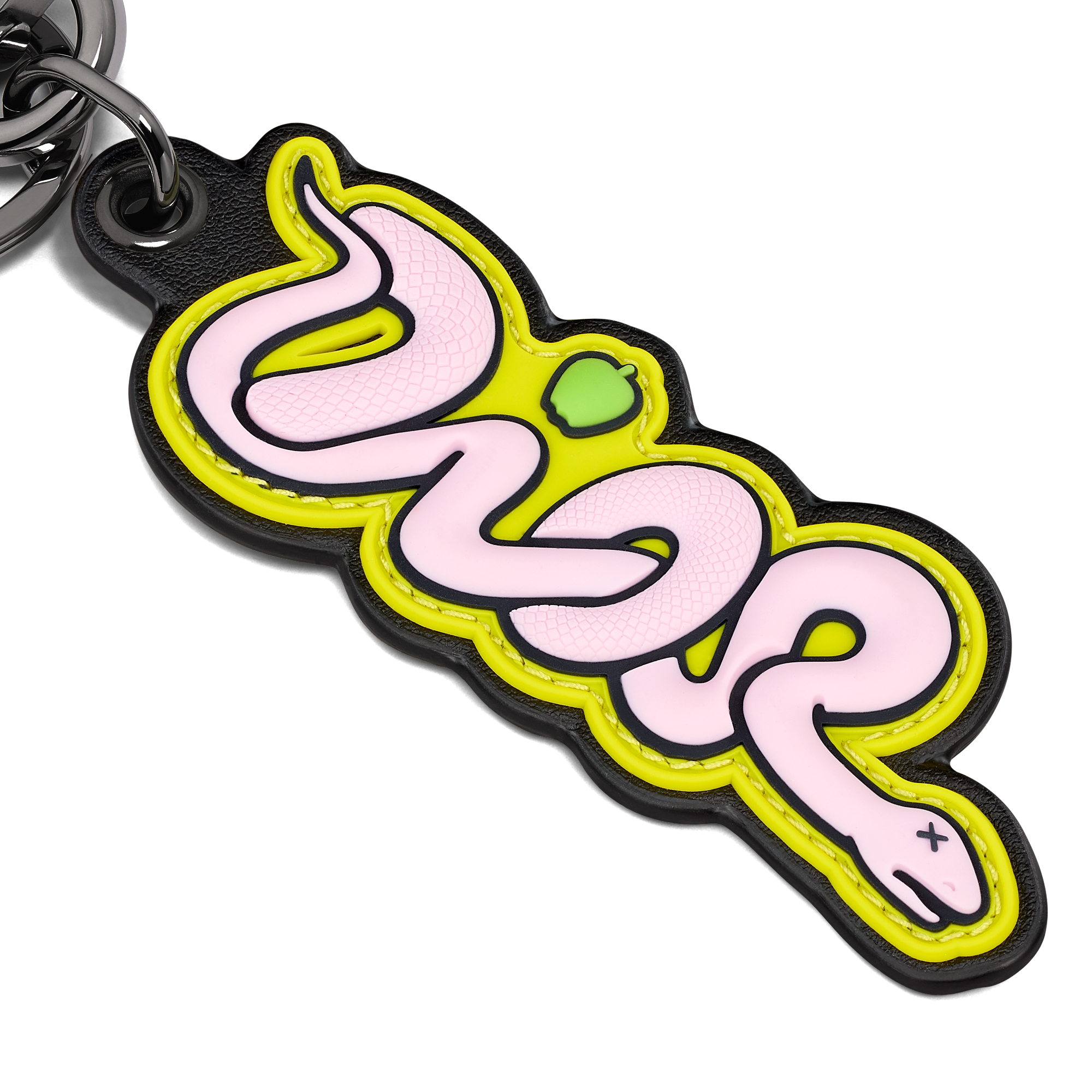 DIOR AND KAWS Key Ring Yellow Grained Calfskin and Pink and Yellow ...
