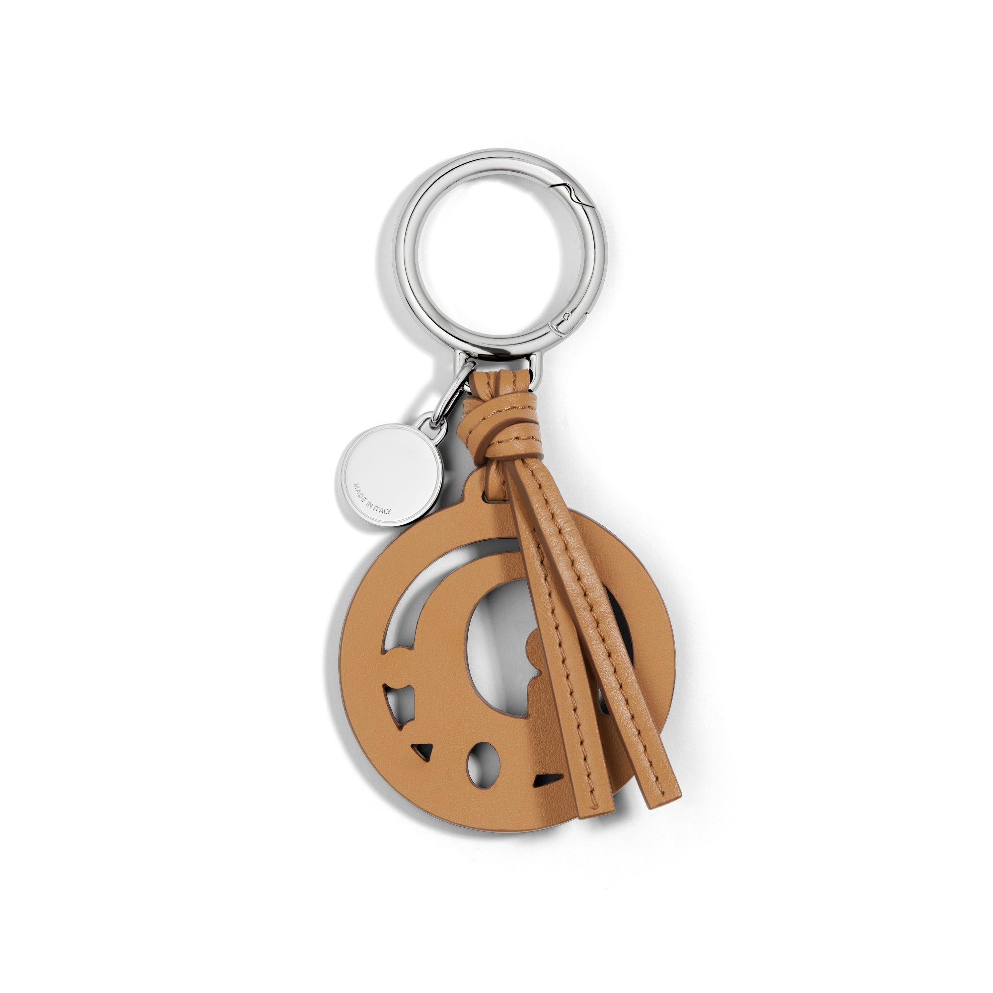 Dior Oblique Schlüsselring Glattes Kalbsleder in Braun und Messing mit Palladium-Finish E08