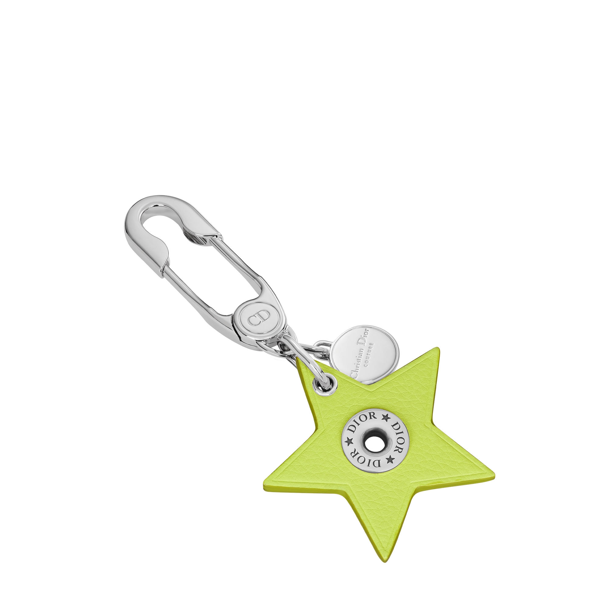 Star Key Ring Green Grained Calfskin and Palladium-Finish Brass | DIOR